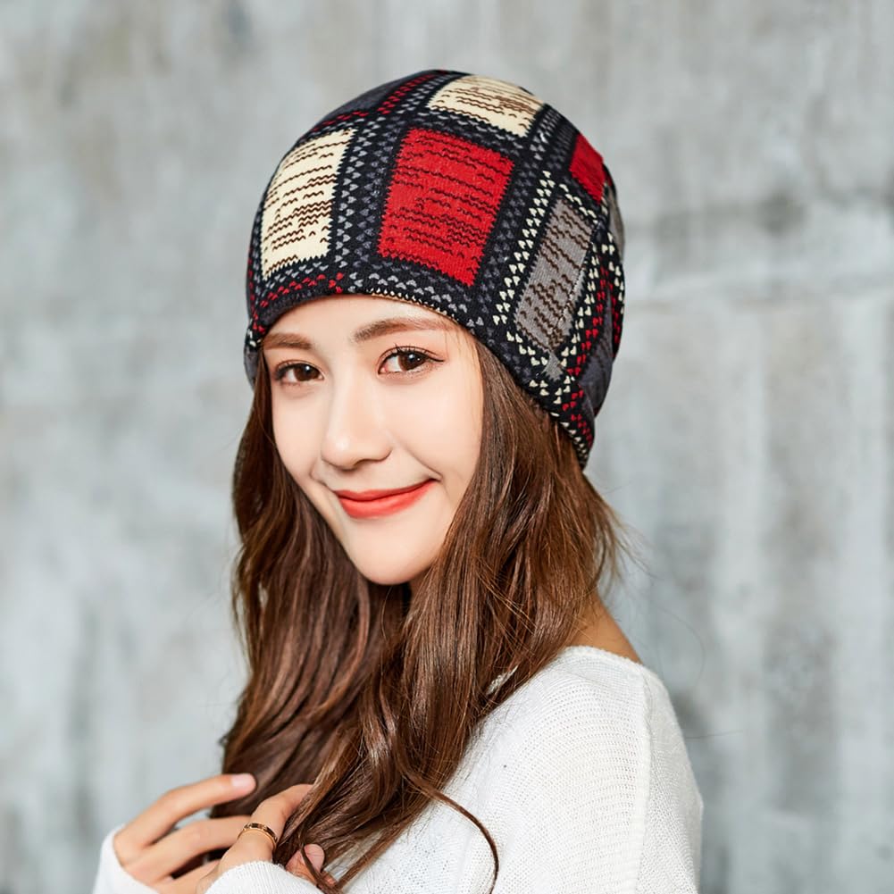 Glamorstar Floral Lace Beanie Hat - Soft Stretch Chemo Cap & Slouchy Turban Headwear for Women - Perfect for Cancer Patients, Fashion Accessory, Winter Warmth
