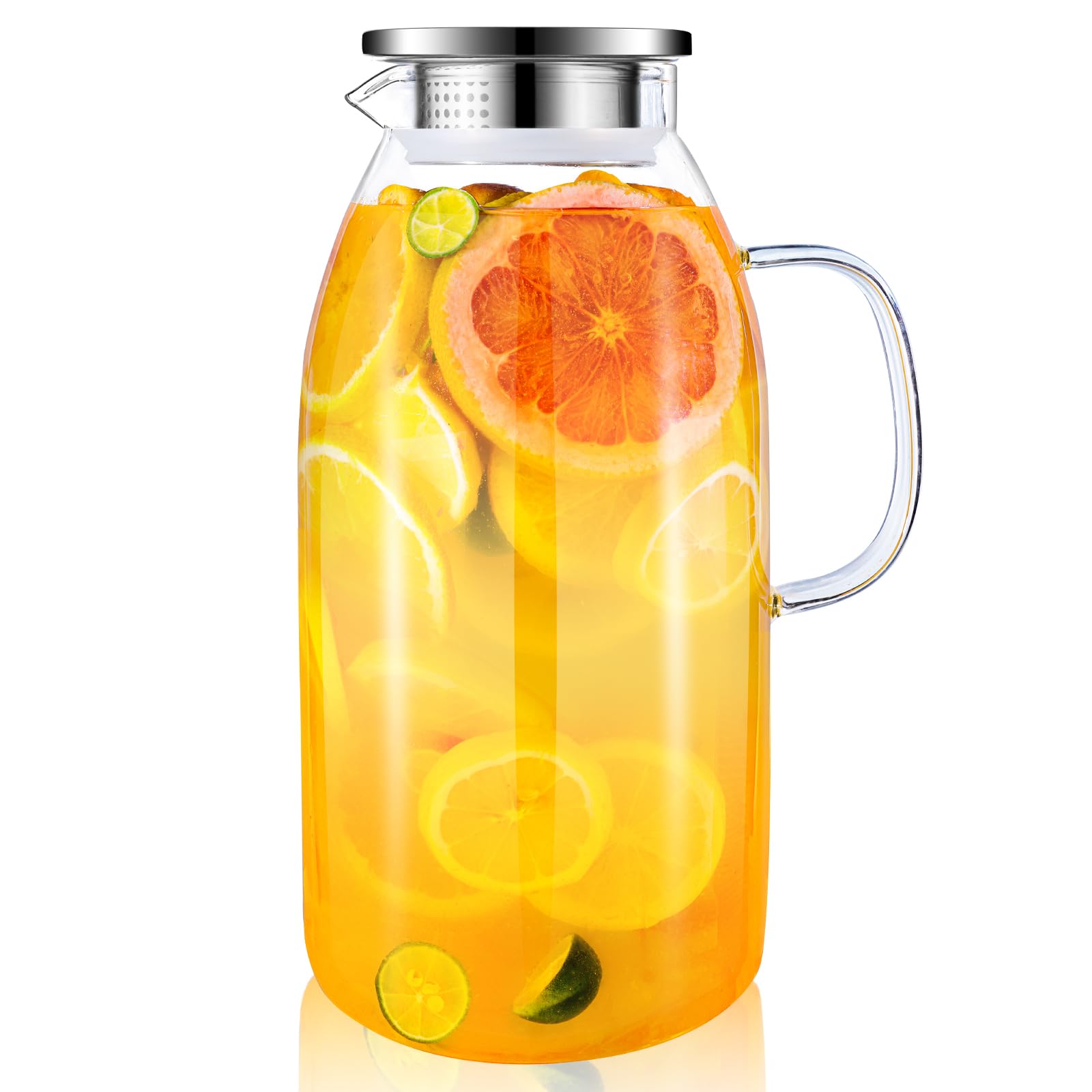 Veecom 105 Oz Large Glass Pitcher with Lid - BPA-Free Water Pitcher with Handle for Iced Tea, Lemonade & Juice - Perfect for Parties, Refrigerator Storage & Entertaining - Durable Drink Dispenser for Home, Office & Outdoor Gatherings