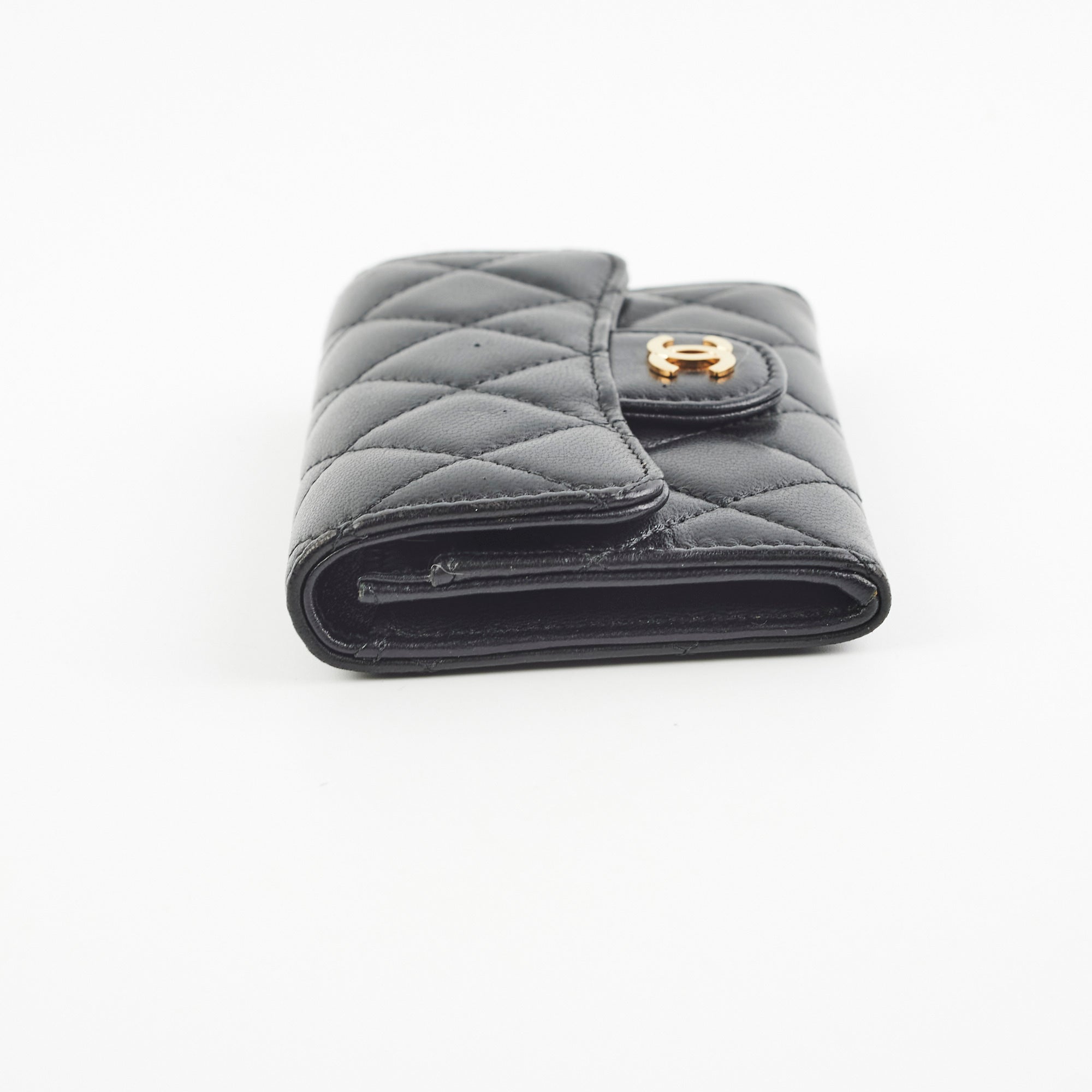 Chanel Mini Black Lambskin Card Holder Wallet - Luxury Compact Leather Credit Card Case for Women - Perfect for Everyday Use, Travel & Gift Giving