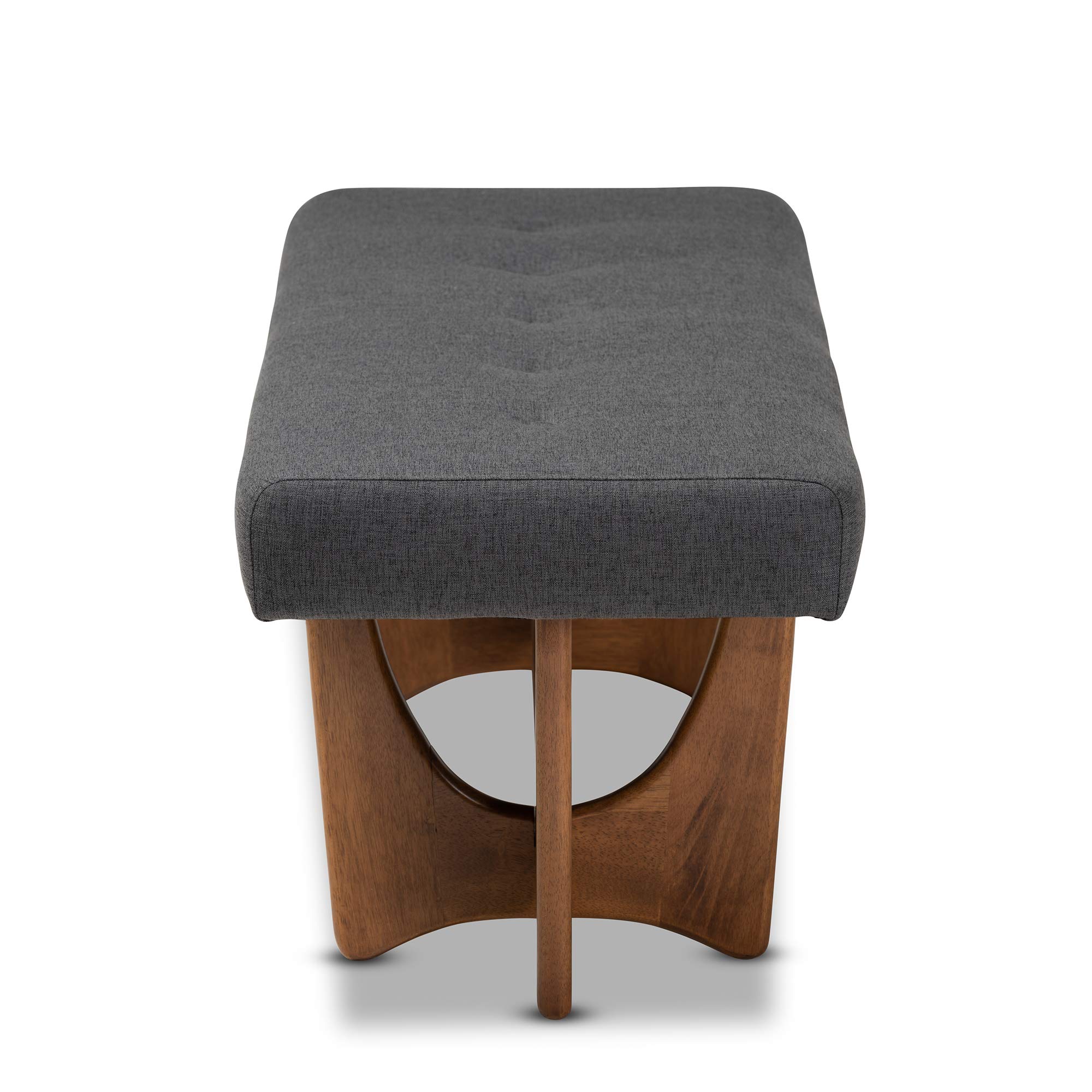 Baxton Studio Modern Wooden Bench with Dark Grey Upholstery & Walnut Finish - Perfect for Entryway, Living Room, or Bedroom Seating