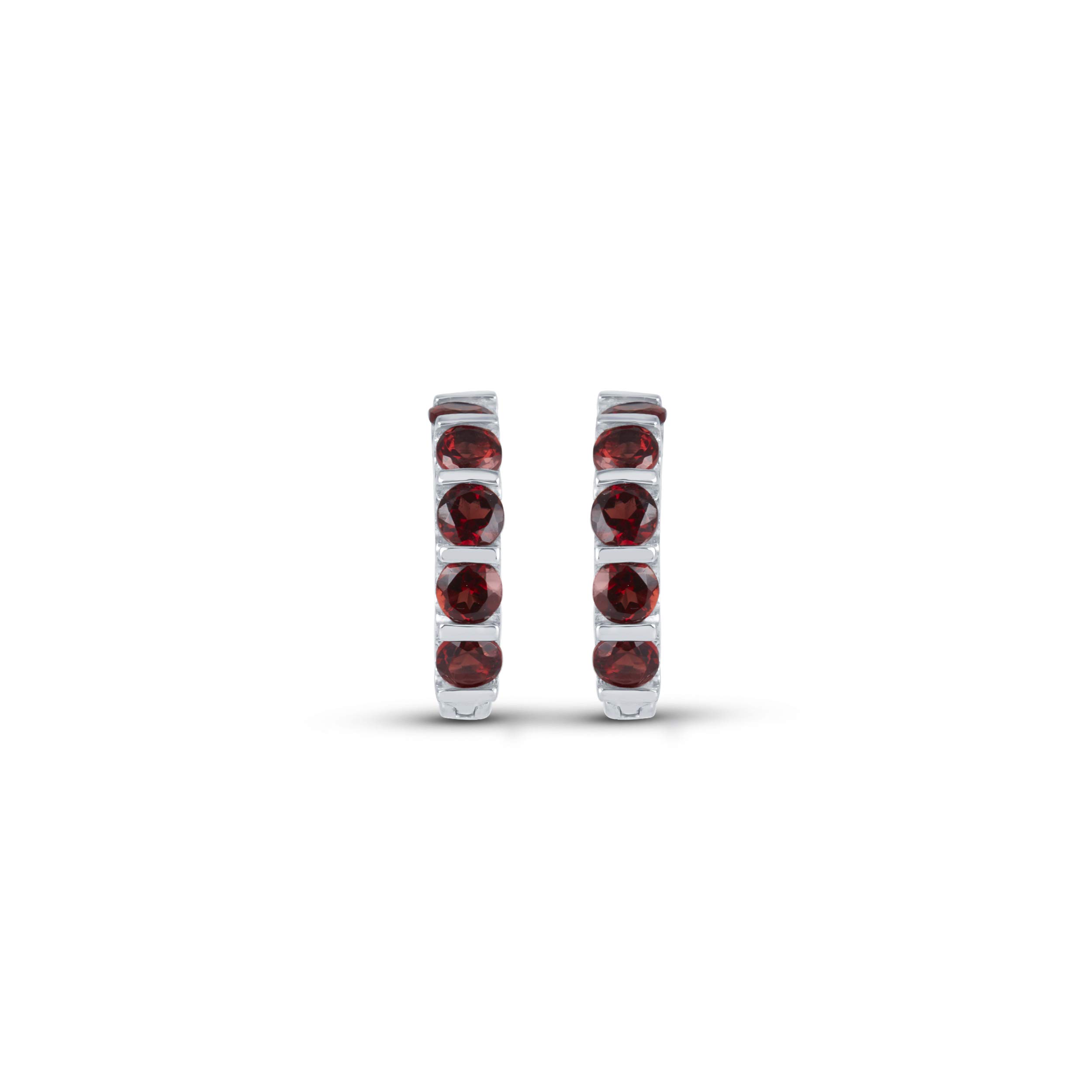 925 Sterling Silver Hoop Earrings for Women - Round Gemstone Earrings with Natural Stones | Elegant Anniversary Gift for Her | Perfect for Date Nights, Weddings & Special Occasions