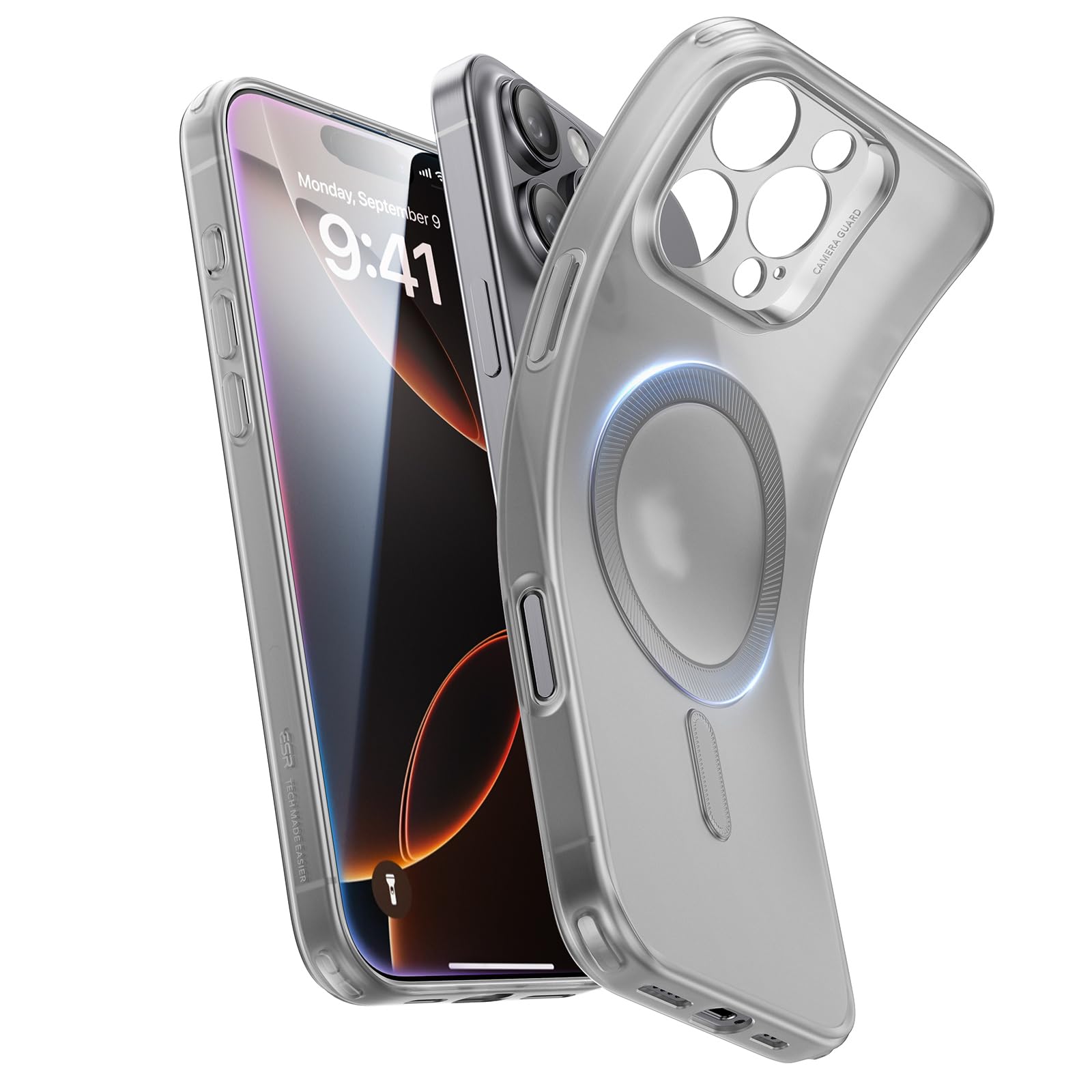 ESR iPhone 16 Pro Max Case with MagSafe - Slim Shockproof Cover with Camera Protection | Anti-Yellowing & Scratch-Resistant Magnetic Phone Case | Perfect for Daily Use, Travel & Outdoor Activities (Zero Series, Frosted Grey)