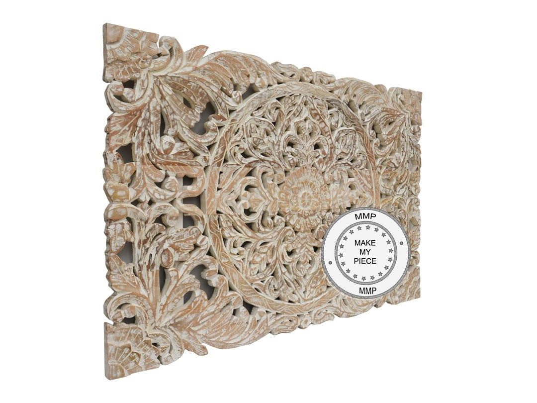 81x122cm Dynasty Oriental Furniture Decorative Panel in Saffron Whitewash - Perfect for Asian-Inspired Home Decor & Wall Accents