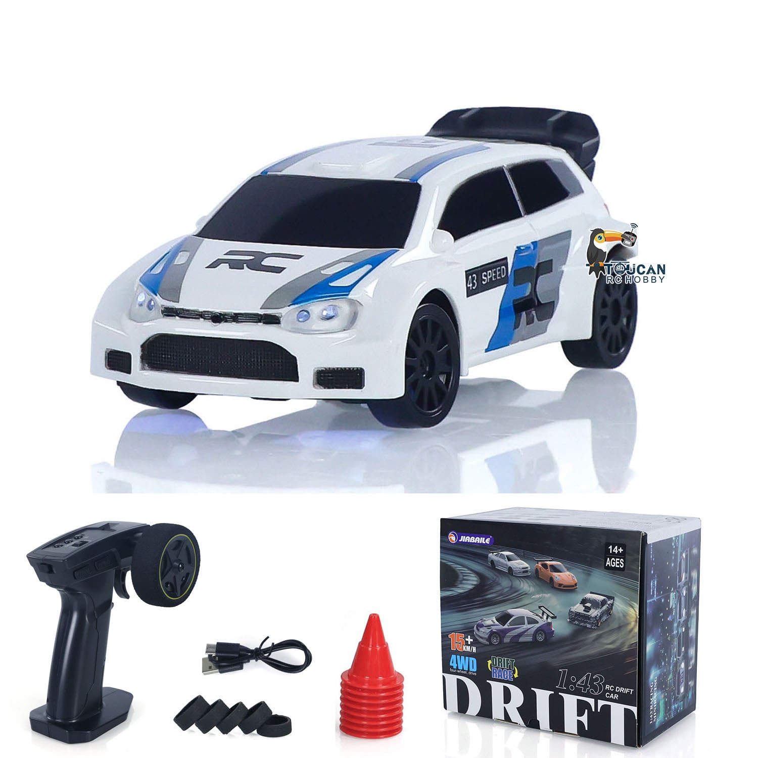 1/43 Scale 2.4GHz High Speed RC Racing Car - 4WD Remote Control Drift Vehicle RTR Mini Model Toy Car with Battery - Perfect Gift for Kids | Indoor & Outdoor Play, Racing Competitions, Birthday Presents