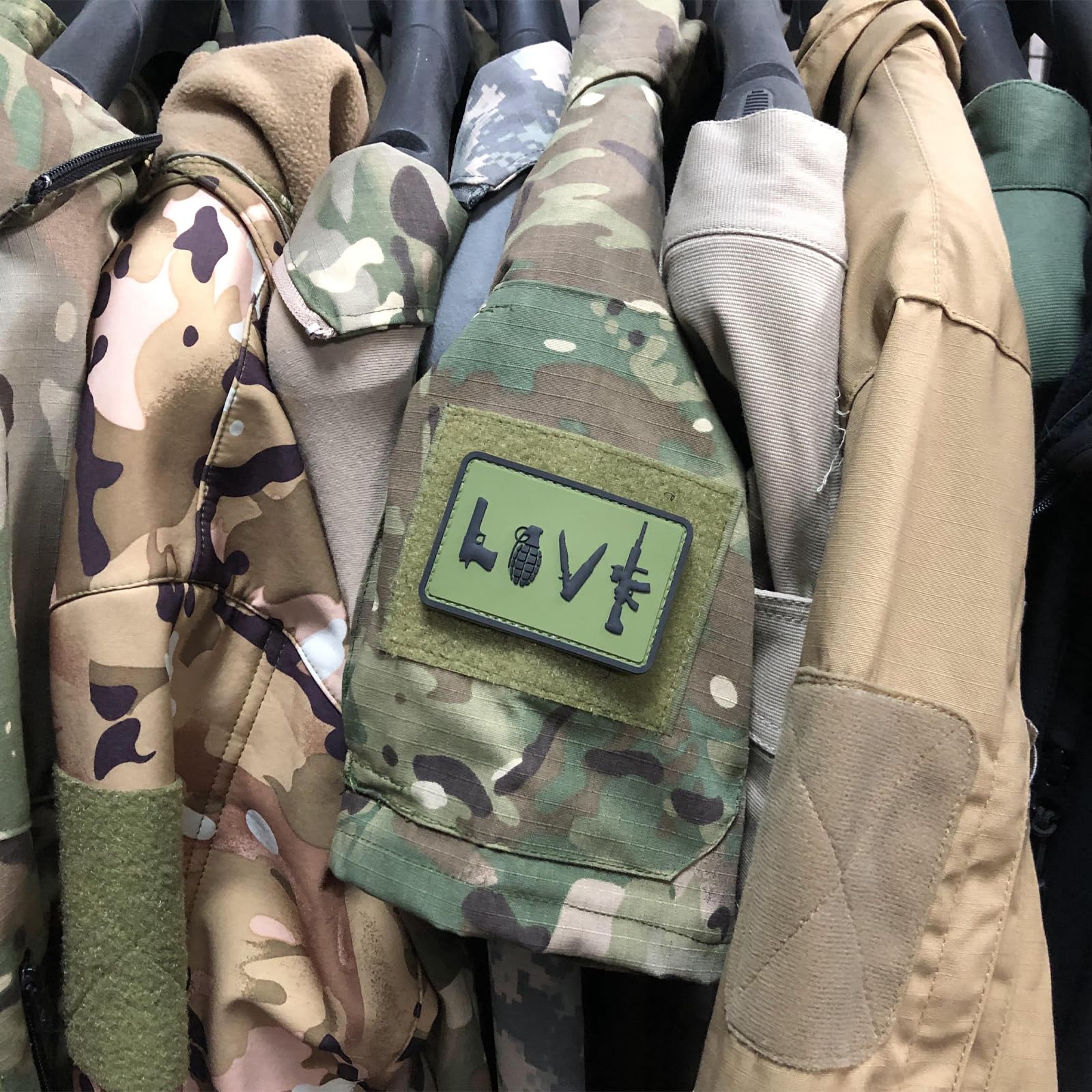 Tactical PVC Patch with Hook Fastener - Love Symbol Sign for Military Gear & Backpacks - OD Green & Black by uuKen Tactical - Perfect for Morale Patches, Tactical Vests & Outdoor Equipment