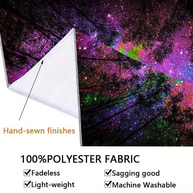Rainbow Forest Glow in the Dark UV Tapestry - Psychedelic Blacklight Wall Art Decor for Bedroom, Living Room & Party Decorations