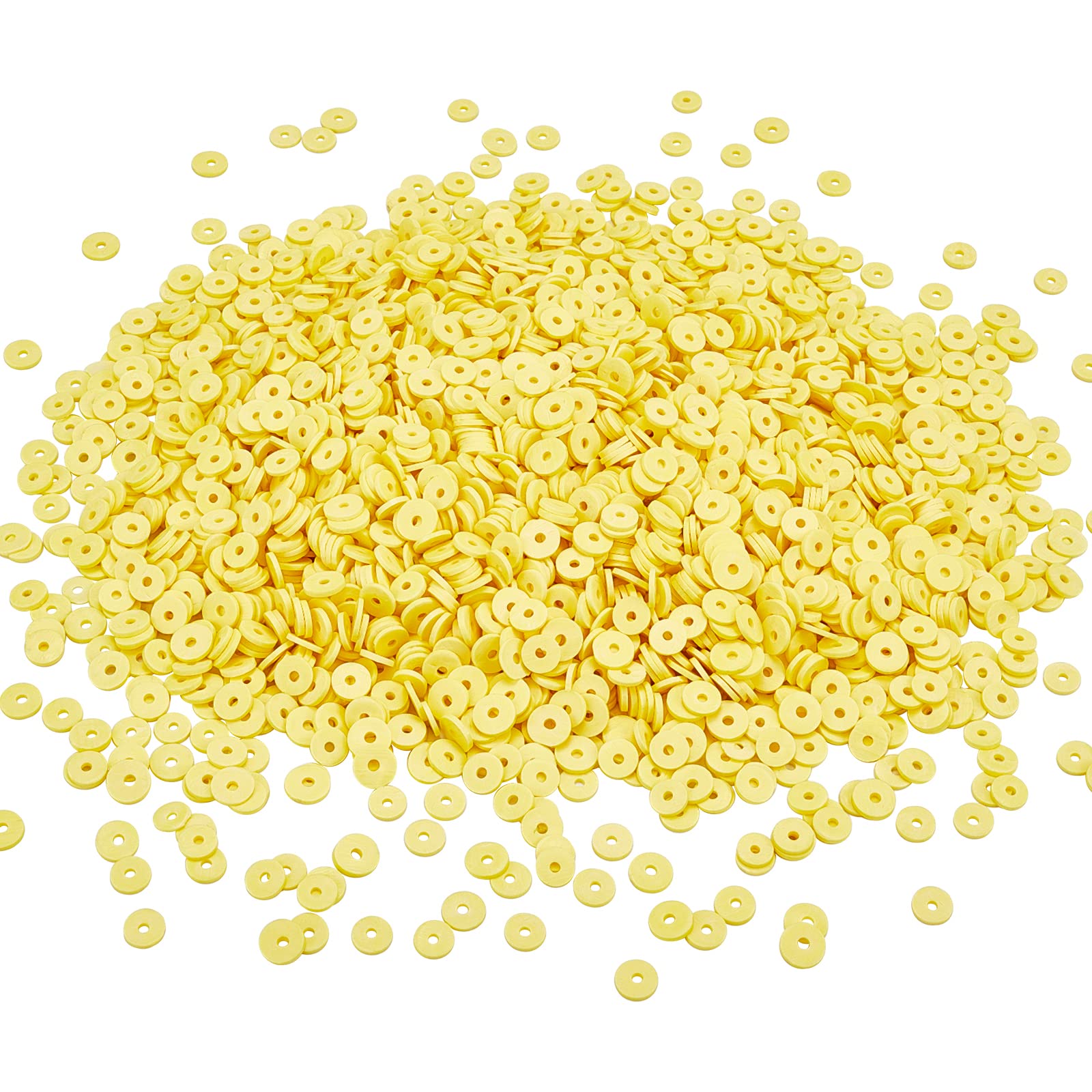 3040 Pcs 8mm Polymer Clay Beads - Flat Heishi Beads & Disc Spacer Beads for DIY Jewelry Making (2mm Hole, Yellow) - Perfect for Bracelets, Necklaces, Earrings & Craft Projects
