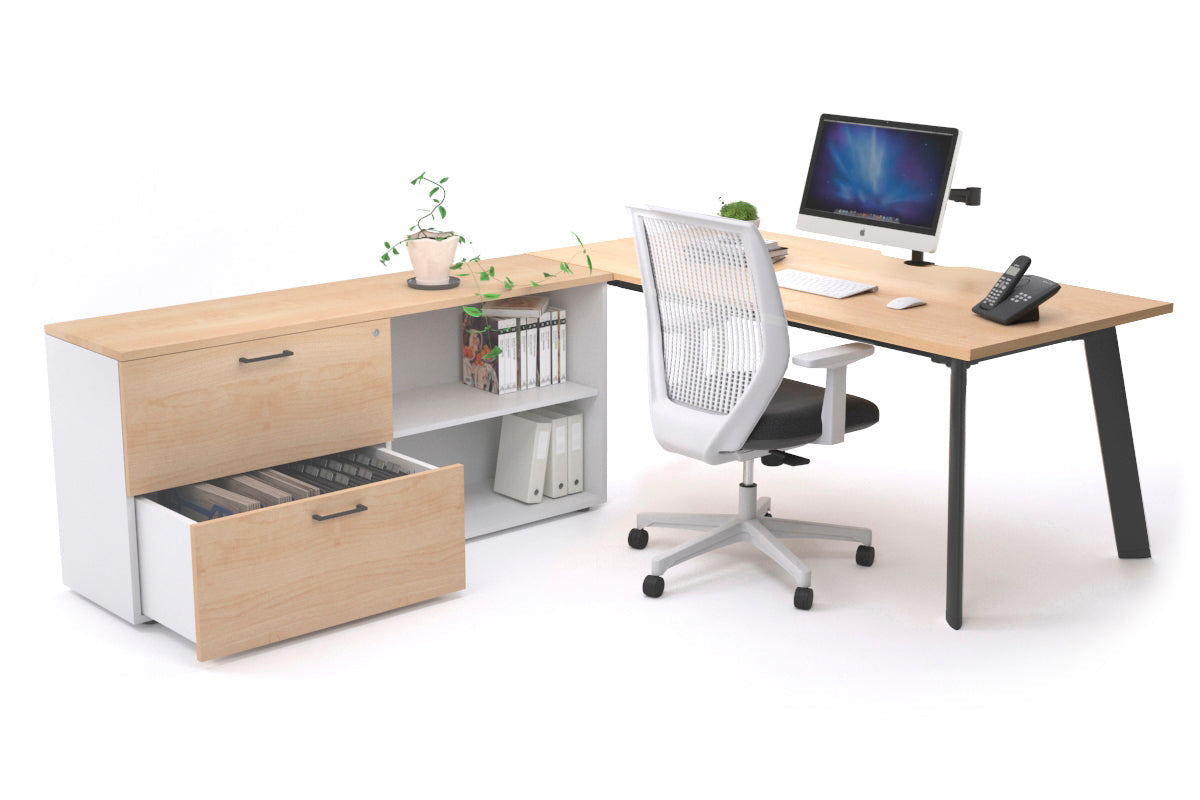 Switch Executive Setting With Uniform Spine Black Frame [1600L x 800W with Cable Scallop] - Premium Office Desk for Modern Workspaces