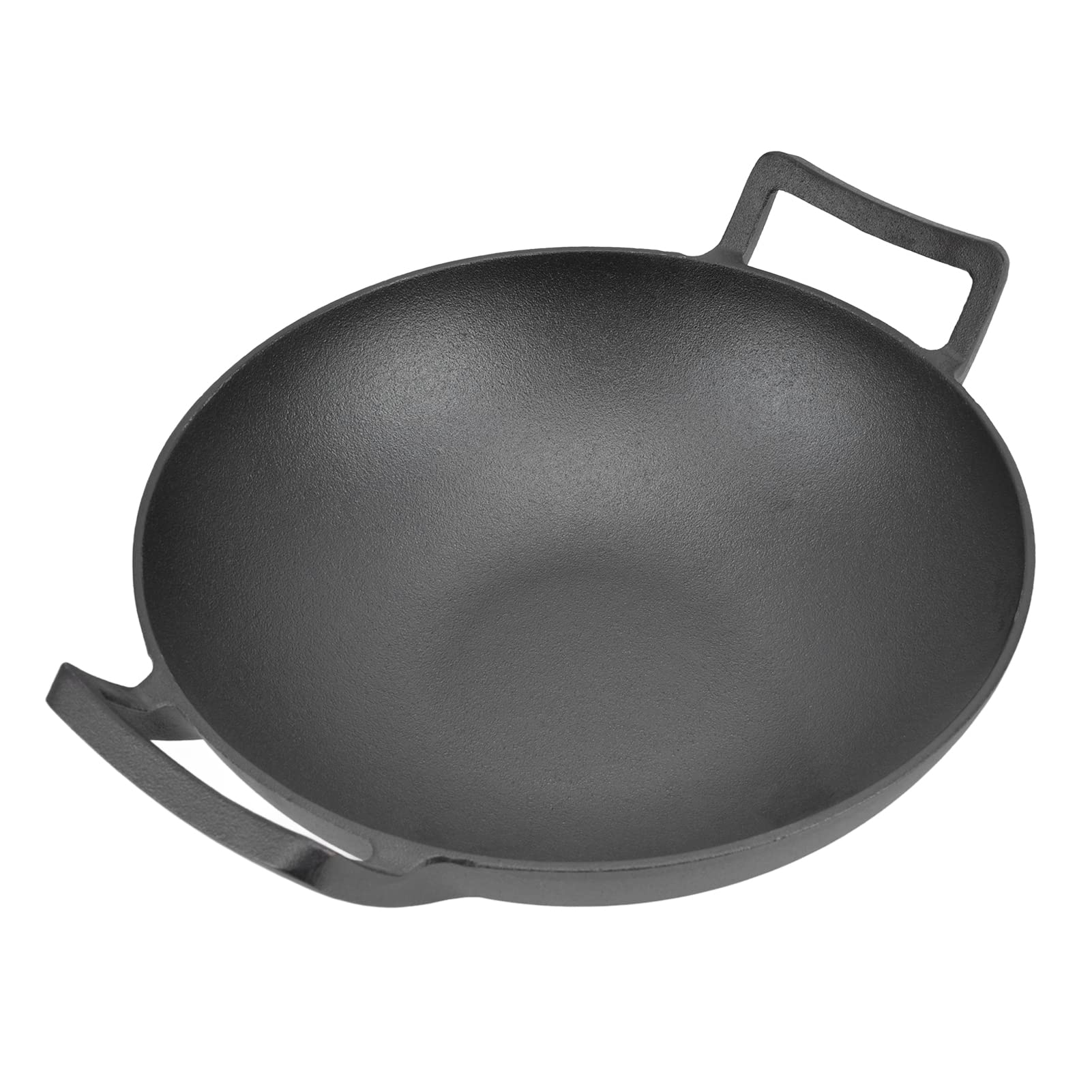CHICIRIS Cast Iron Wok Pan with Two Handles - Heavy Duty Non-Stick Carbon Steel Skillet for Induction Cooktop, Gas & Electric Stoves - Perfect for Stir-Fry, Deep Frying & Asian Cooking