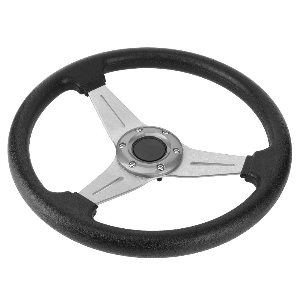 Universal 350mm/14in Silver Racing Steering Wheel - High Performance Drifting & Car Modification Accessory for Sports Cars & Track Racing