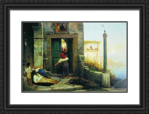 Black Ornate Wood Frame with Double Matting