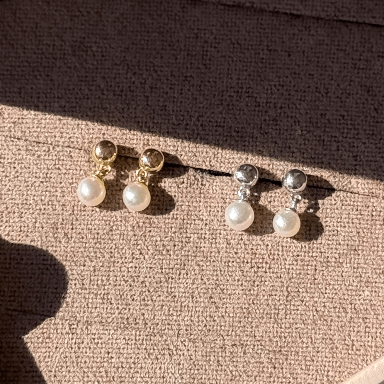 14K White Gold Pearl Drop Earrings - Elegant Flat Back Stud Earrings for Women | Perfect for Weddings, Parties & Special Occasions