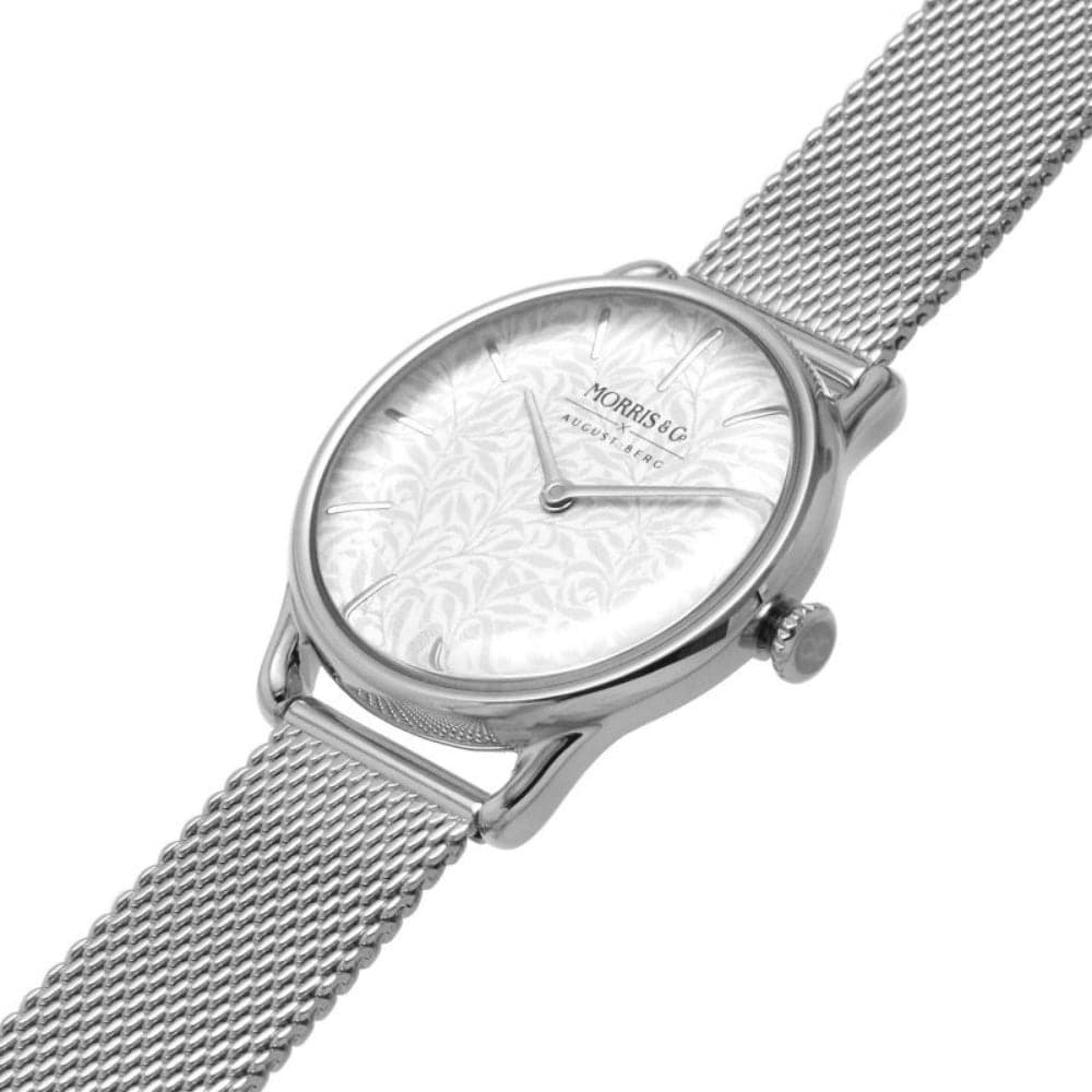 August Berg X Morris & Co. Silver Milanese Mesh Strap Unisex Watch M1WB0530E20MSL - Elegant Timepiece for Business, Casual & Special Occasions