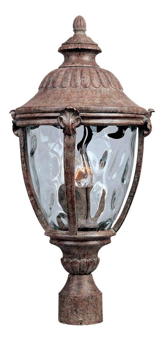 Earth Tone Water Glass with Three Lights - Vintage Style Post Light for Outdoor Garden, Patio, and Pathway Decoration