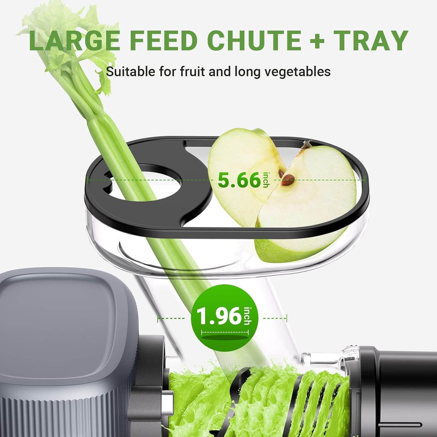 AMZCHEF 50mm Wide Mouth Slow Juicer - Compact Cold Press Juicer for Fruits & Vegetables - Perfect for Healthy Juicing at Home, Office or Gym