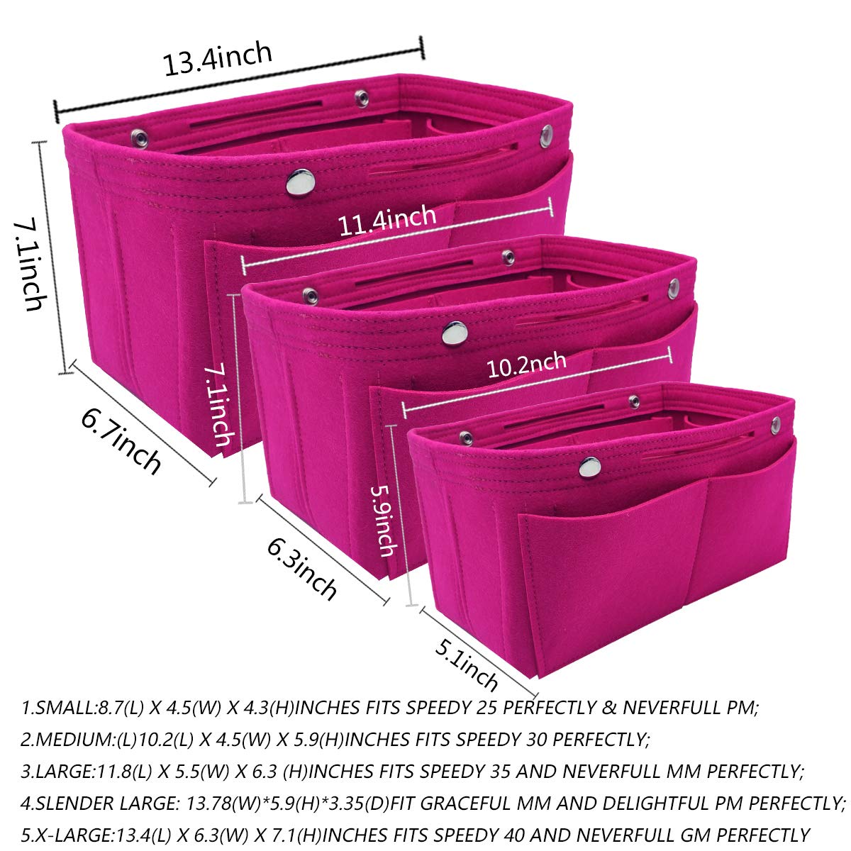 LEXSION Felt Purse Organizer Insert - Multi Pocket Handbag Organizer with 8 Slots for Wallet, Phone & Makeup | Perfect for Tote Bags, Crossbody & Designer Purses | Keep Essentials Neat & Accessible