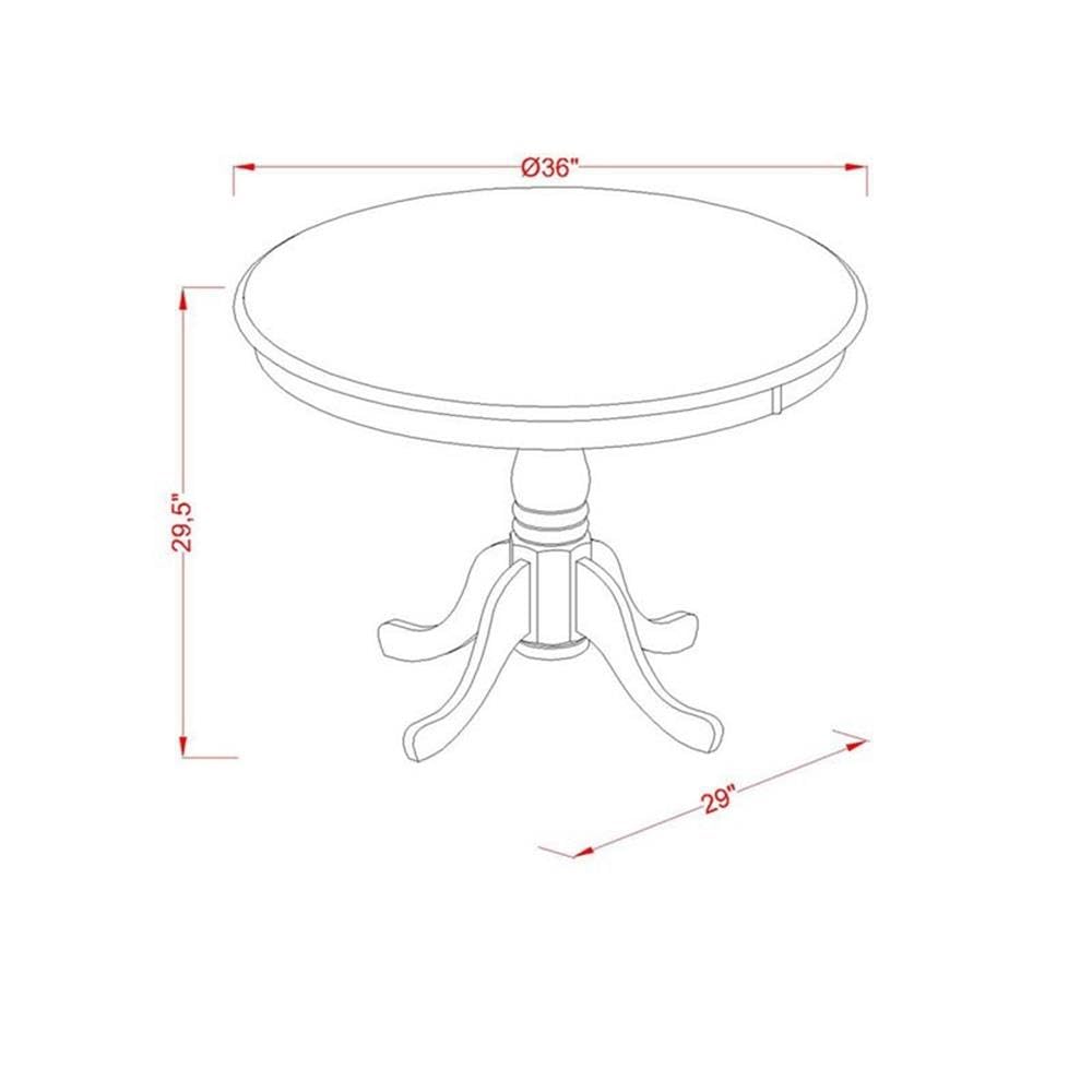East West Furniture ANVA3-OAK-W 3 Piece Round Dining Table Set with Pedestal Base & 2 Chairs for Small Spaces - 36x36 Inch Oak Kitchen Table - Perfect for Apartments, Breakfast Nooks & Cozy Dining Areas