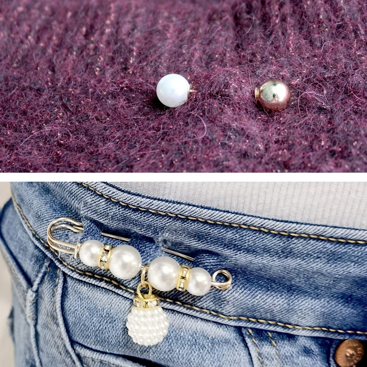 15-Piece Fashion Safety Pin Set with Faux Pearl Brooches - Heavy Duty Large Safety Pins for Women's Clothing, Dresses & Accessories - Perfect for DIY Fashion, Costume Jewelry & Outfit Decoration