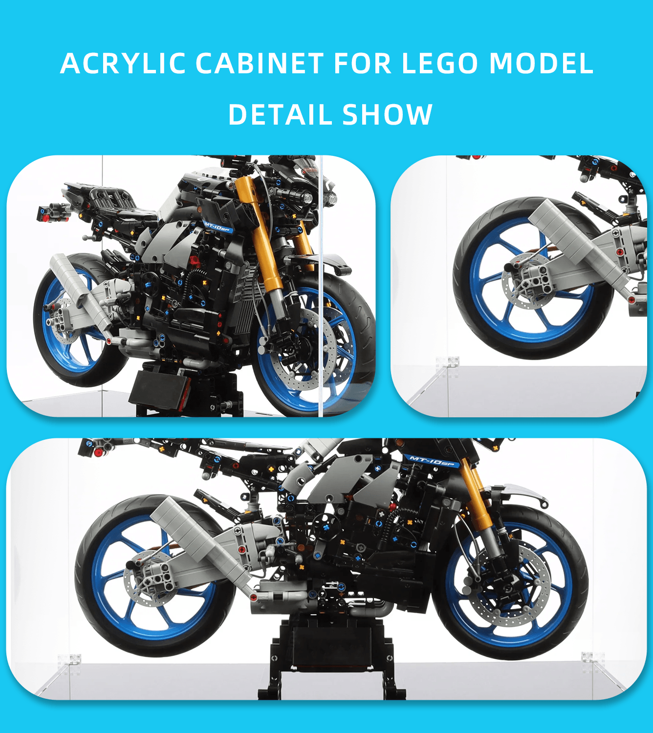 LEGO Yamaha MT-10 SP 42159 Motorcycle Display Case - Premium Acrylic Showcase for Collectible Model Bikes | Perfect for Home, Office & Gift Giving