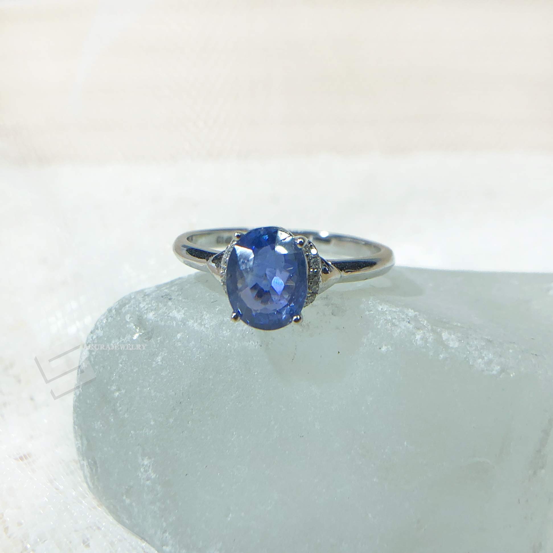 Certified Cornflower Blue Sapphire and Diamond 14KT Solid Gold Engagement Ring - Size 6.5, Promise Ring for Women, Perfect for Anniversaries, Proposals & Special Occasions