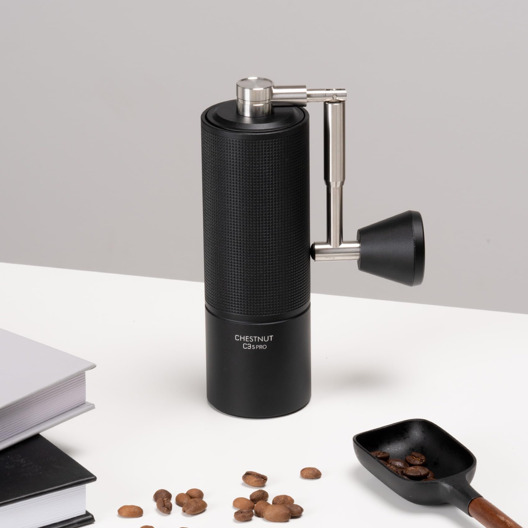 TIMEMORE Chestnut C3S Pro Manual Coffee Grinder - Premium Stainless Steel S2C Conical Burr, Portable Hand Coffee Mill with Foldable Handle & Adjustable Grind Settings - Perfect for Espresso, French Press, Pour Over, Travel, Camping & Home Use - Black