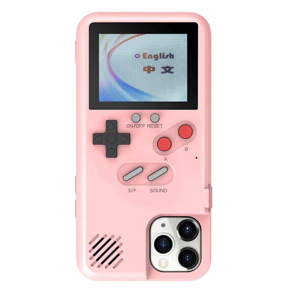GO-VOLMON Retro Gameboy Case for iPhone 11 Pro Max - Handheld Gaming Console Cover - Pink Protective Shell for iPhone 11 Pro Max - Perfect for Gaming Enthusiasts & Nostalgic Play