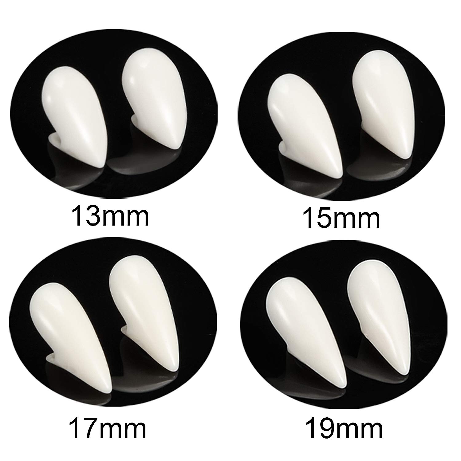 BBTO 12 Pairs Vampire Teeth Fangs - Halloween Costume Accessories, Scary Cosplay Dentures with Adhesive Pellets for Halloween Party, Horror Movie Props & Gothic Makeup (White) - Perfect for Halloween Parties, Cosplay Events, Horror Film Productions and Themed Photo Shoots