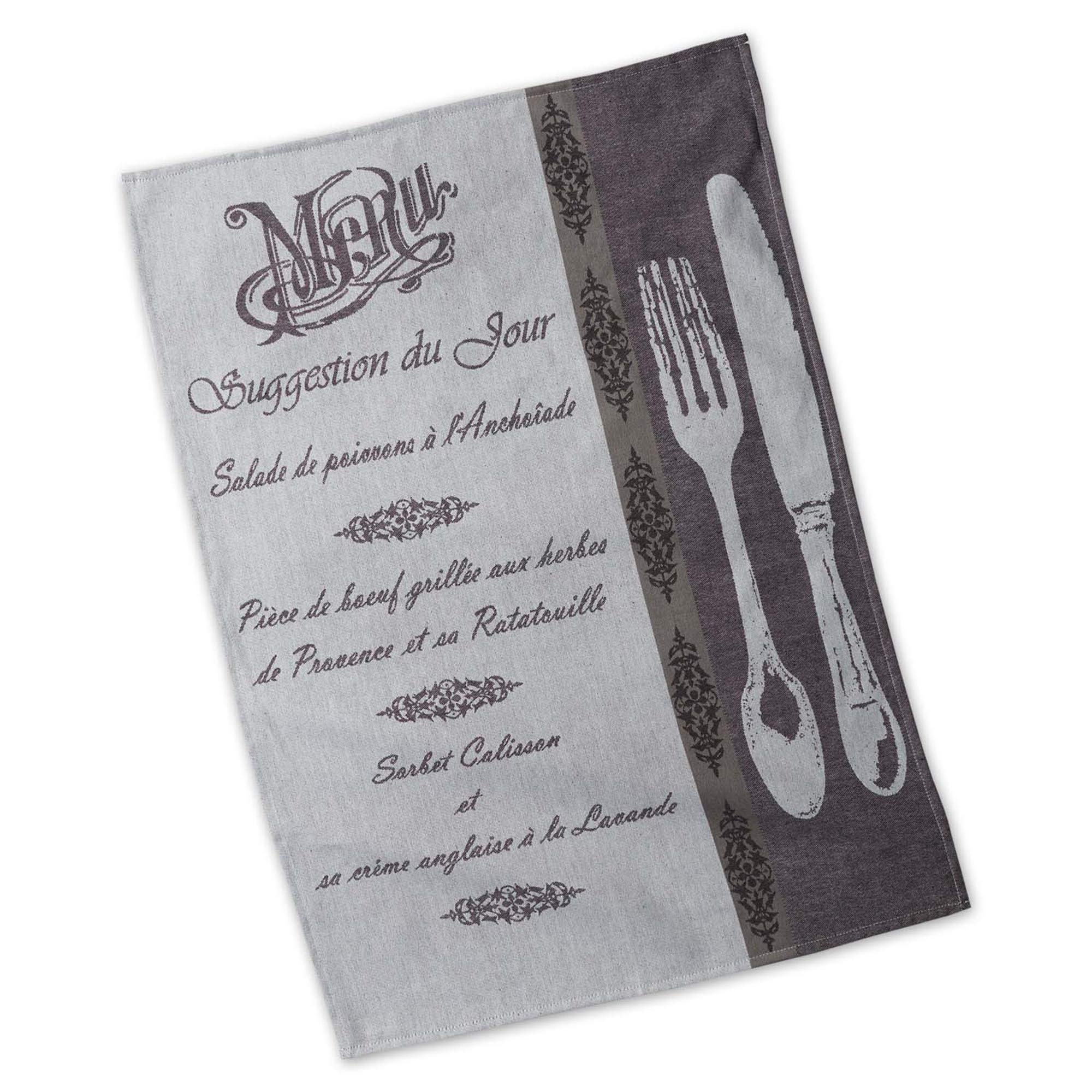 DII Cotton French Jacquard Dish Towels Set of 3 - Absorbent Decorative Kitchen Tea Towels for Cooking, Baking & Cleaning - French Macaron Design - Perfect for Everyday Use, Hosting & Gift Giving