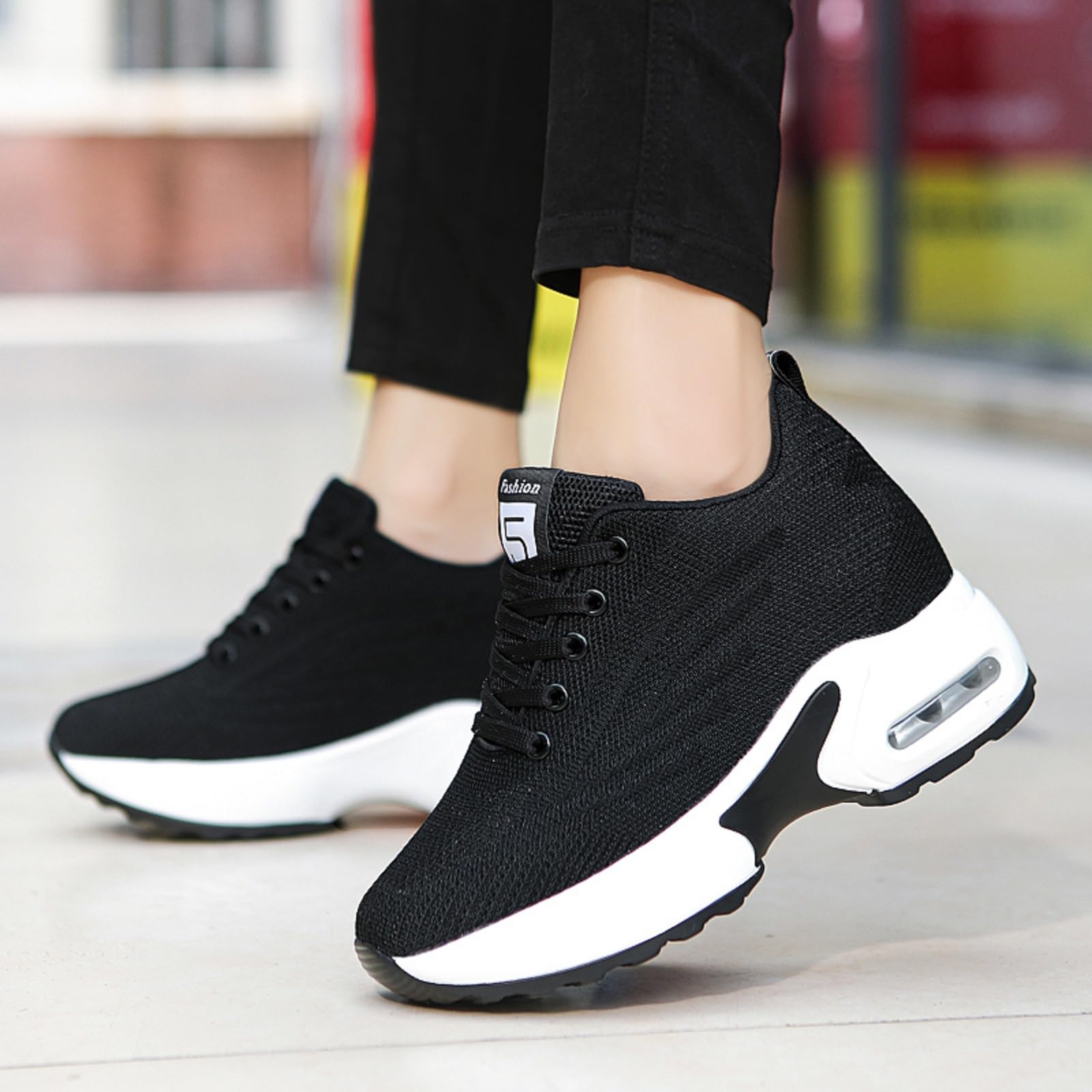 AONEGOLD Women's Platform Sneakers - 8.5 CM Wedge Heel Athletic Running Shoes for Fitness, Gym & Casual Wear | Comfortable Walking Shoes for Workouts, Jogging & Everyday Use