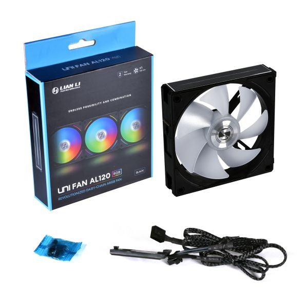 Lian Li UNI FAN AL120 Single Pack - 120mm RGB PWM PC Case Fan - Black/White - High Airflow & Quiet Cooling - Perfect for Gaming PCs & Custom Builds