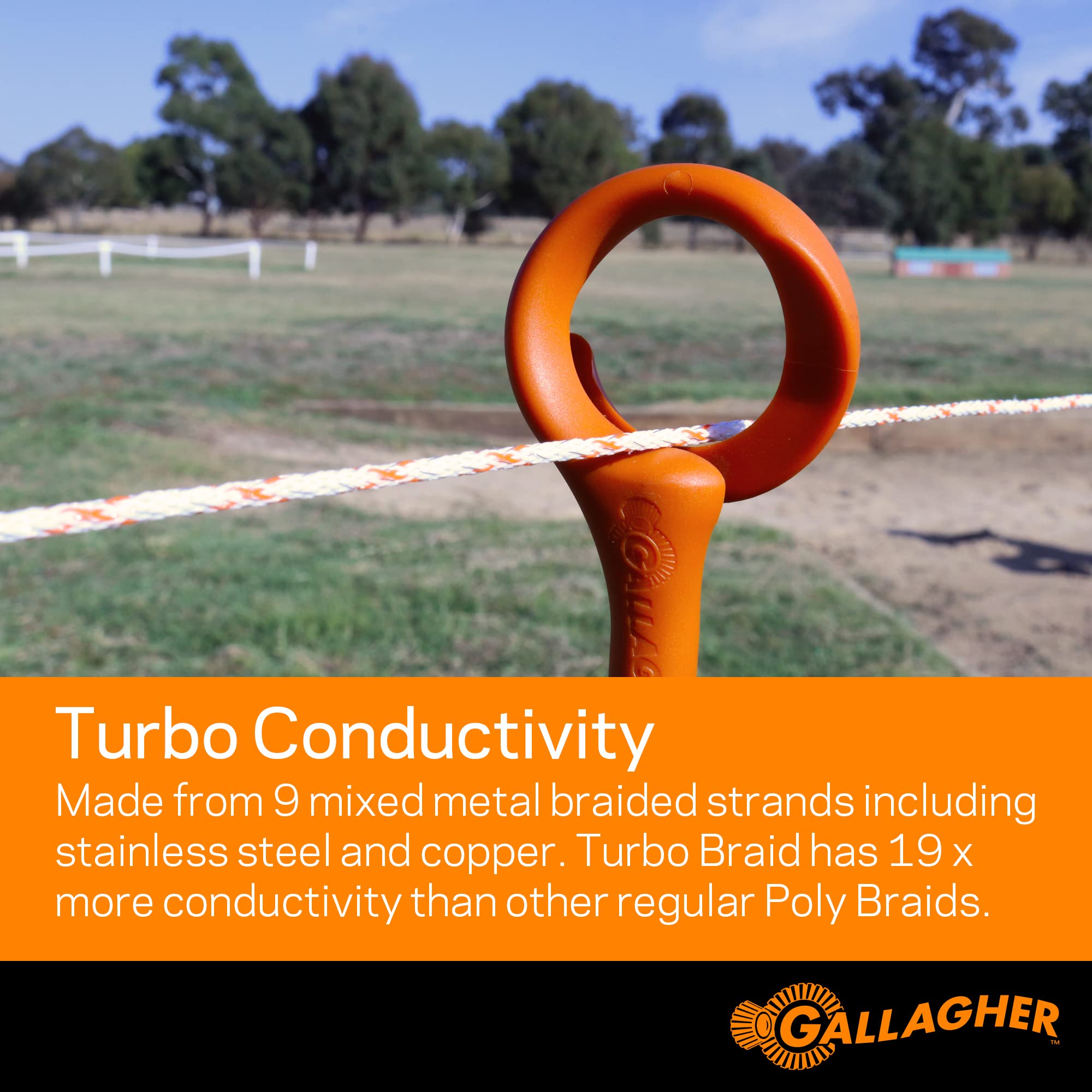 Gallagher Electric Fence Turbo Equine Braid - Heavy Duty 656ft Horse Fencing with Superior Conductivity & Extreme Power | 3/16
