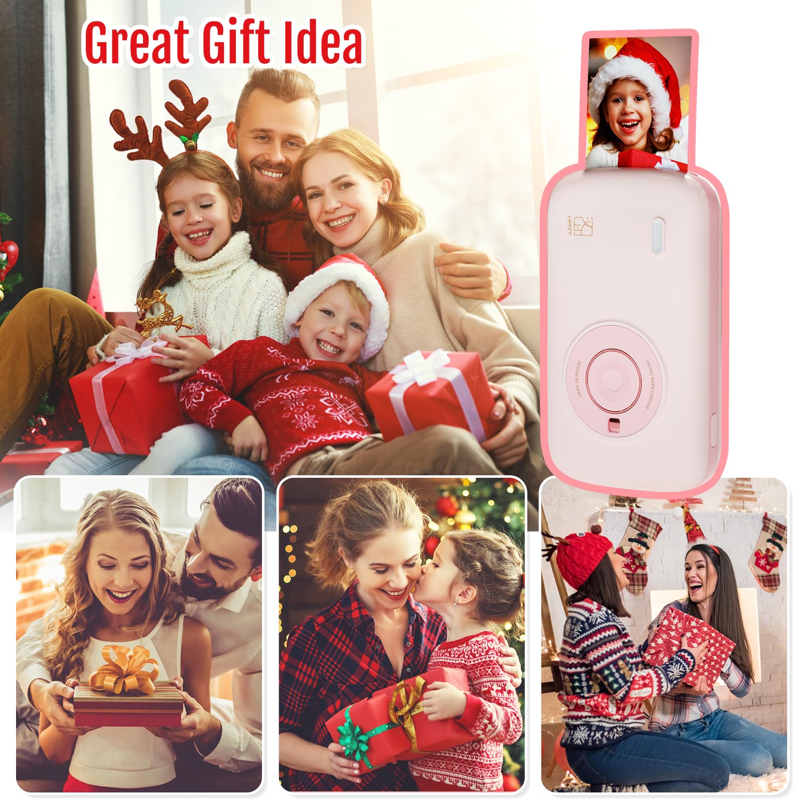 HPRT CP2100 Mini Bluetooth Photo Printer for iPhone & Smartphone - Portable Wireless Instant Picture Printer with Thermal Dye Sublimation Technology (Pink) - Print Memories Anywhere, Perfect for Travel, Parties & DIY Scrapbooking