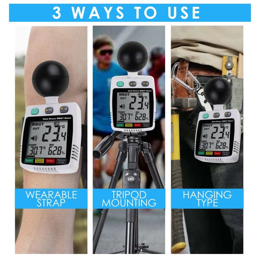 Portable WBGT Heat Stress Monitor - Accurate Temperature & Humidity Meter for Outdoor Workers, Athletes, and Safety Professionals - Ideal for Construction Sites, Sports Training, and Industrial Safety