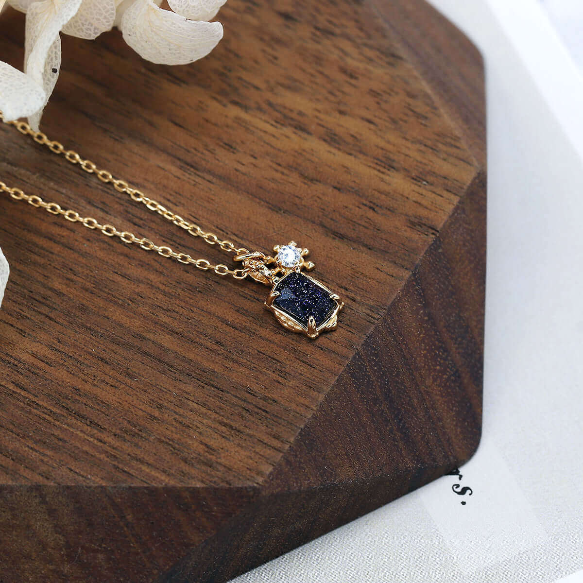 Make A Wish Amethyst Peridot Sandstone Pendant Necklace with Snowflake Charm | HD154 | Elegant Jewelry Gift for Women, Birthday, Christmas & Special Occasions