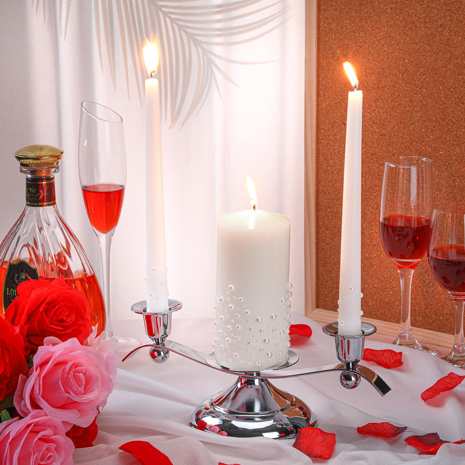Irenare Unity Candles with Glass Holder - Pearl White Wedding Ceremony Candles for Church, Formal Events & Home Decor - Perfect for Wedding Vows, Anniversary Celebrations and Romantic Ambiance