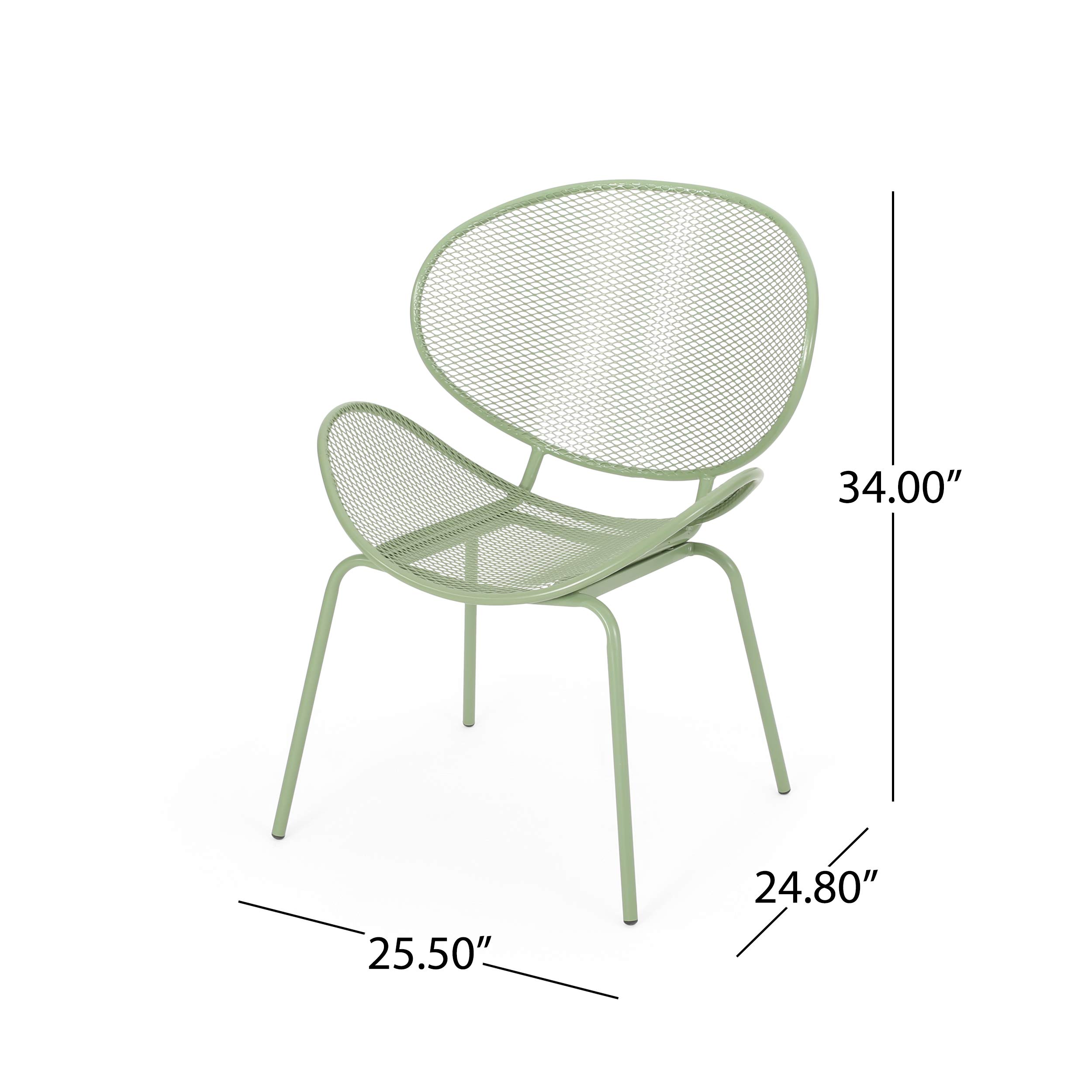 GDF Studio Outdoor Dining Chairs (Set of 2) - Matte Green Patio Furniture for Garden, Backyard, Poolside & Balcony Use