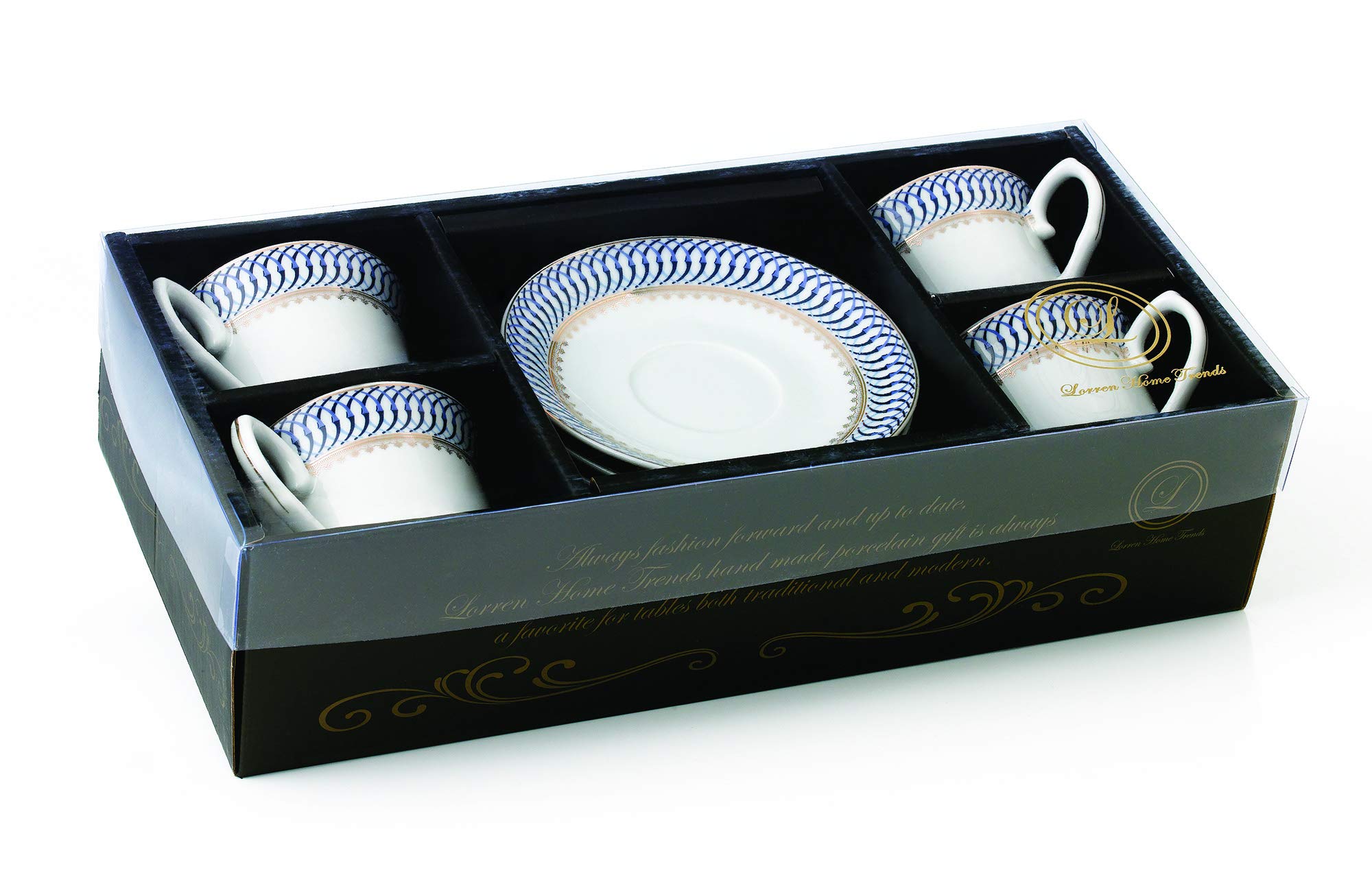 Lorren Home Trends Sapphire-4 Elegant Blue Coffee Cups and Saucers Set - Perfect for Afternoon Tea, Coffee Break & Home Decor