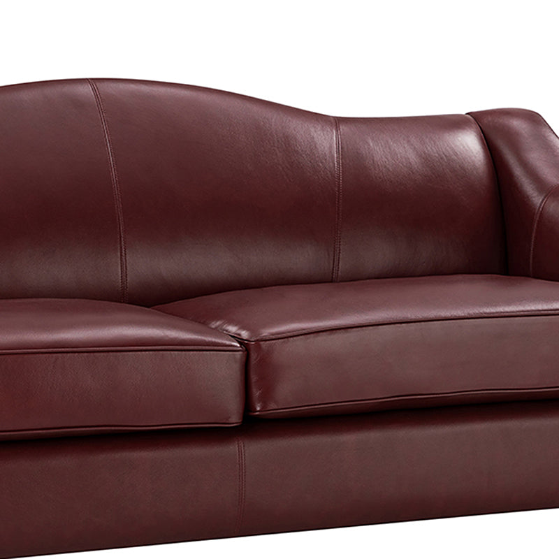 Hugo Traditional Style Curved Genuine Leather Sofa - Elegant Living Room Furniture for Home, Office & Lounge Decor