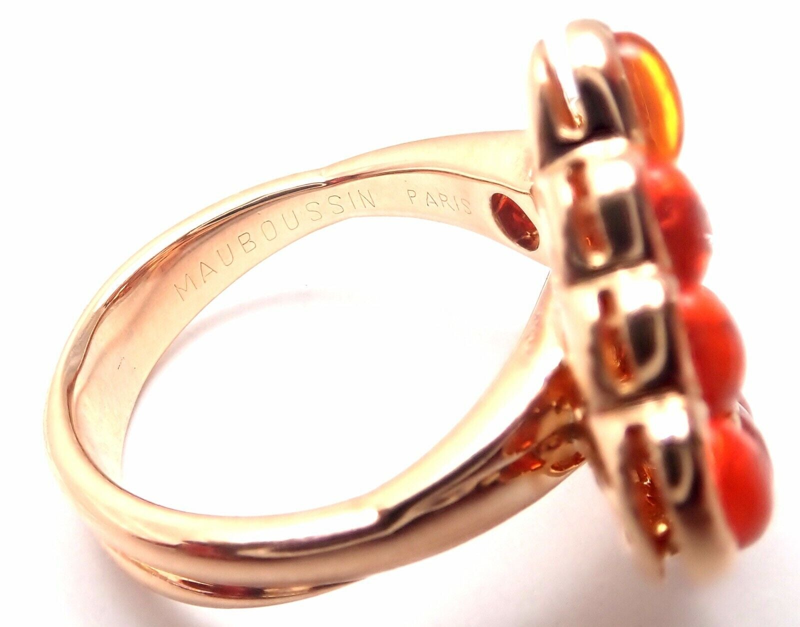 Authentic Mauboussin Paris 18k Rose Gold Diamond Tourmaline Citrine Ring for Women - Luxury Jewelry Gift for Anniversary, Engagement & Special Occasions