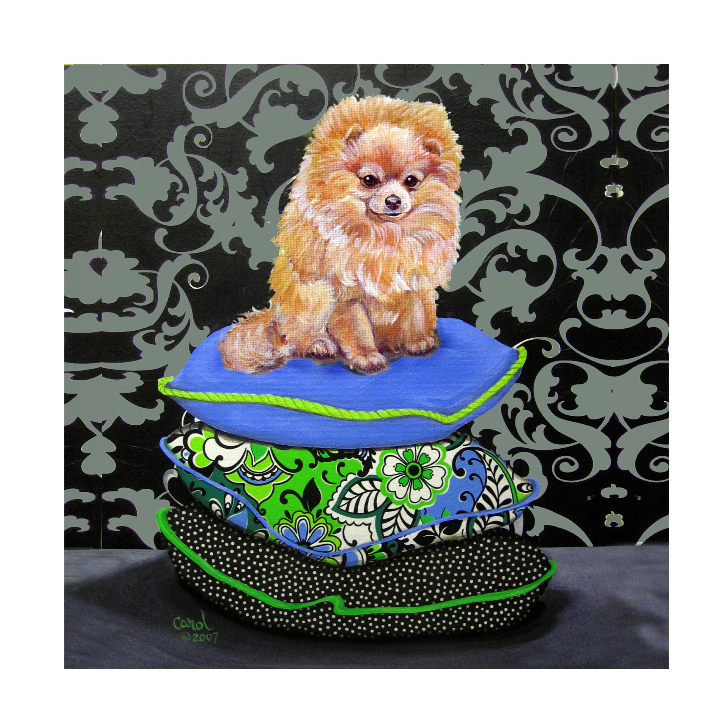 Pomeranian Pillows Canvas Art by Carol Dillon for Pet Lovers