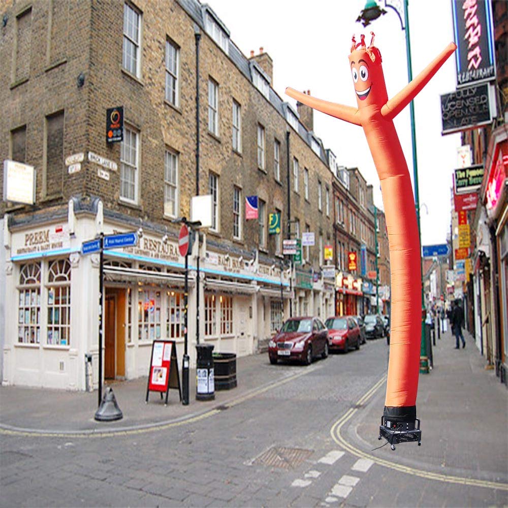 20ft Inflatable Tube Man Air Powered Waving Dancer - Orange Advertising Puppet with 1HP 2-Speed Blower | Eye-Catching Store Promotion, Car Dealership Decoration, Grand Opening Event, Sports Game Cheering