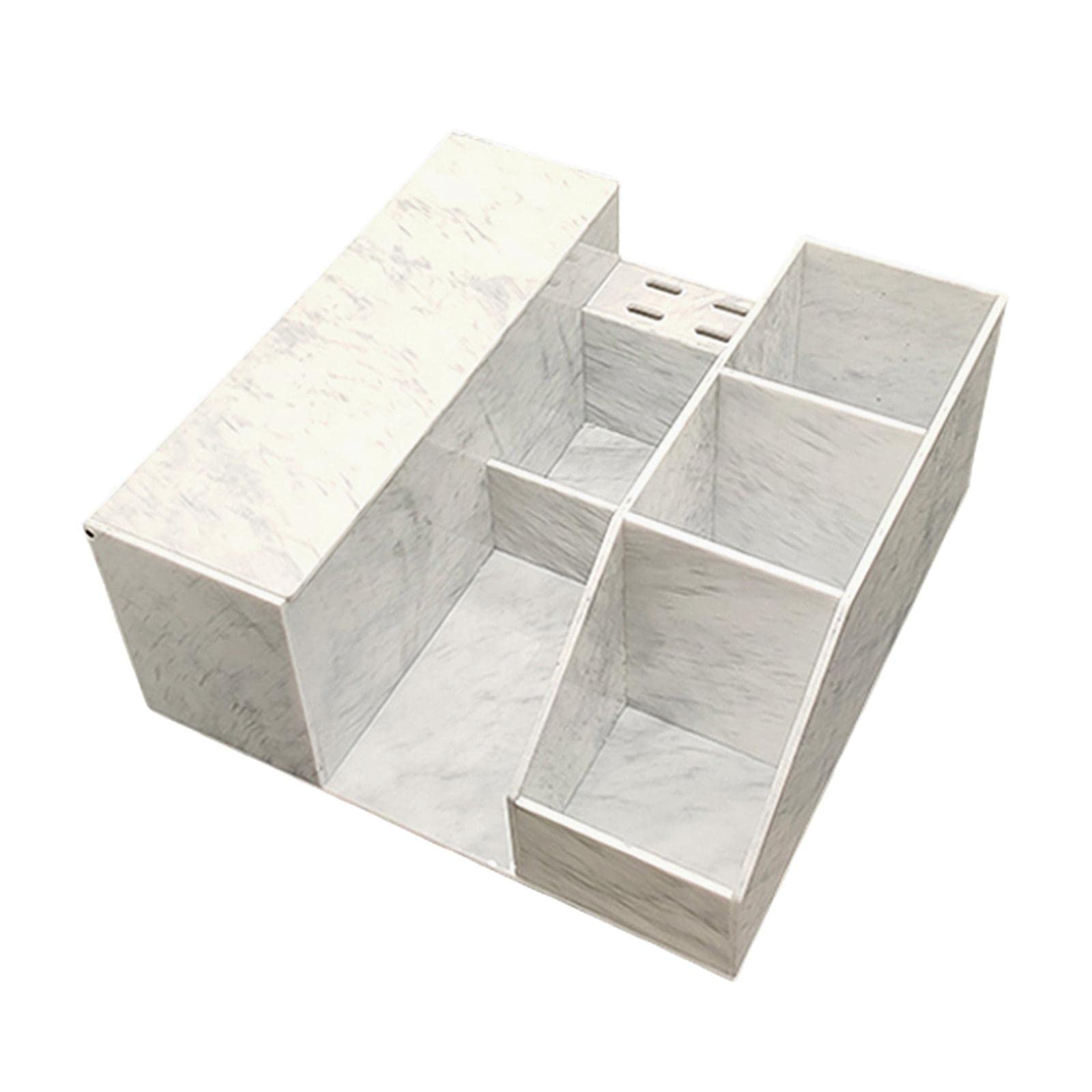 Acrylic Storage Box - Makeup Organizer & ES Holder Case with Stand, Transparent White Marble Design | Perfect for Vanity, Bathroom & Office Desk Organization