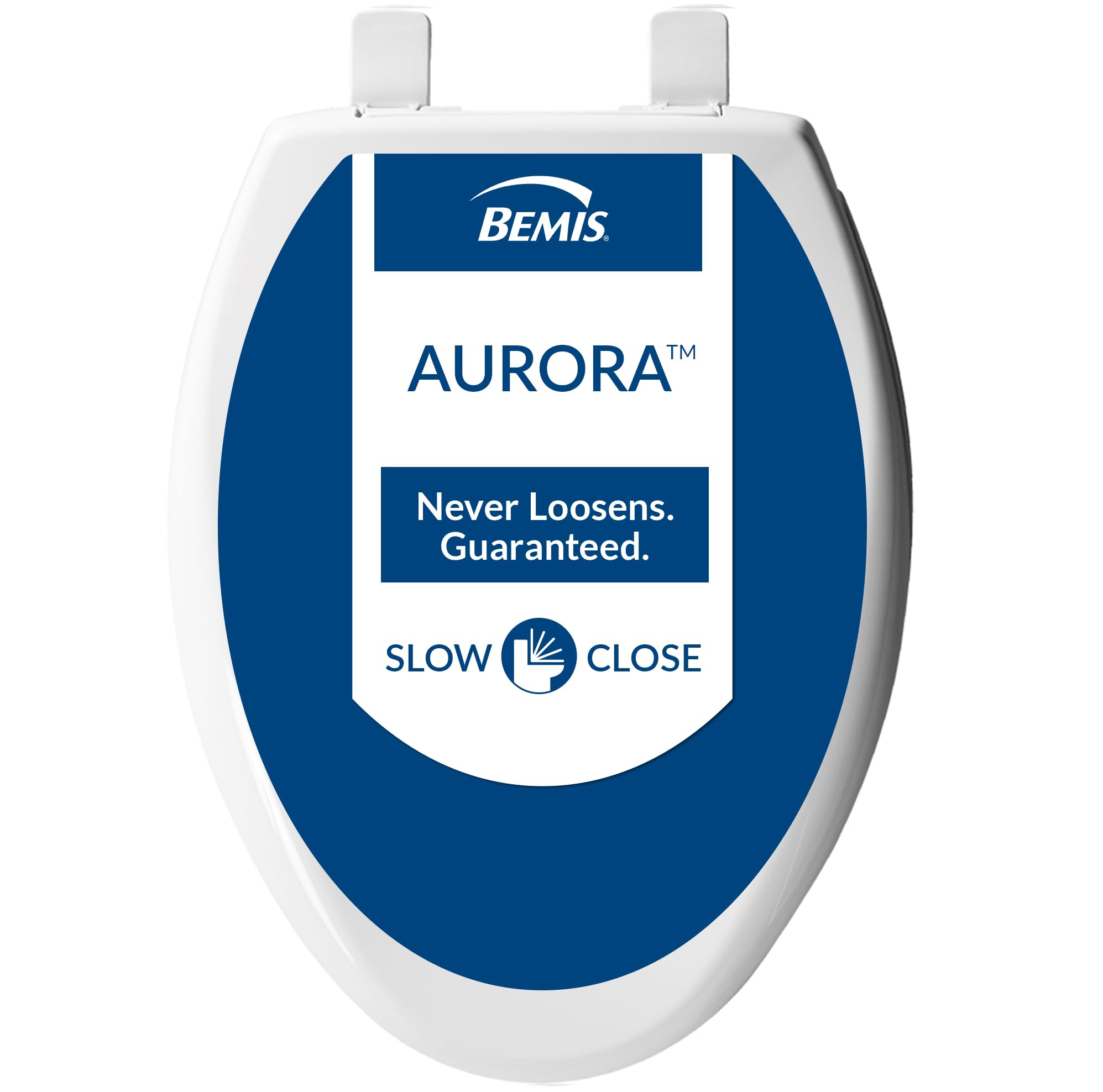 Bemis Aurora Slow Close Toilet Seat - White Elongated Plastic Toilet Seat with Easy Clean Hinges & Adjustable Fit for Perfect Installation | Ideal for Bathroom Upgrade, Home Renovation & Modern Households