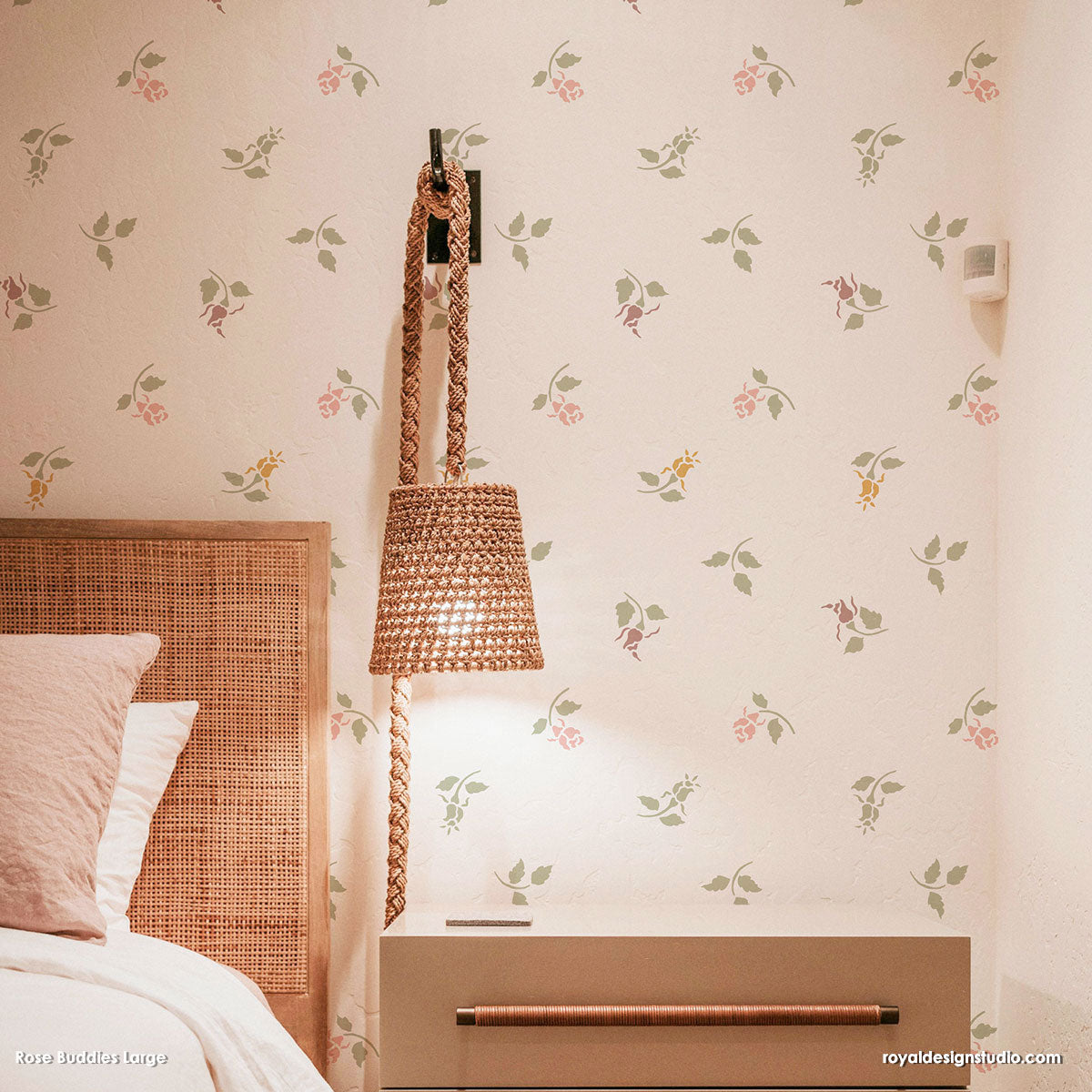 Rose Buddies Floral Stencil Set for Furniture & Wall Decor - DIY Home Painting & Craft Projects
