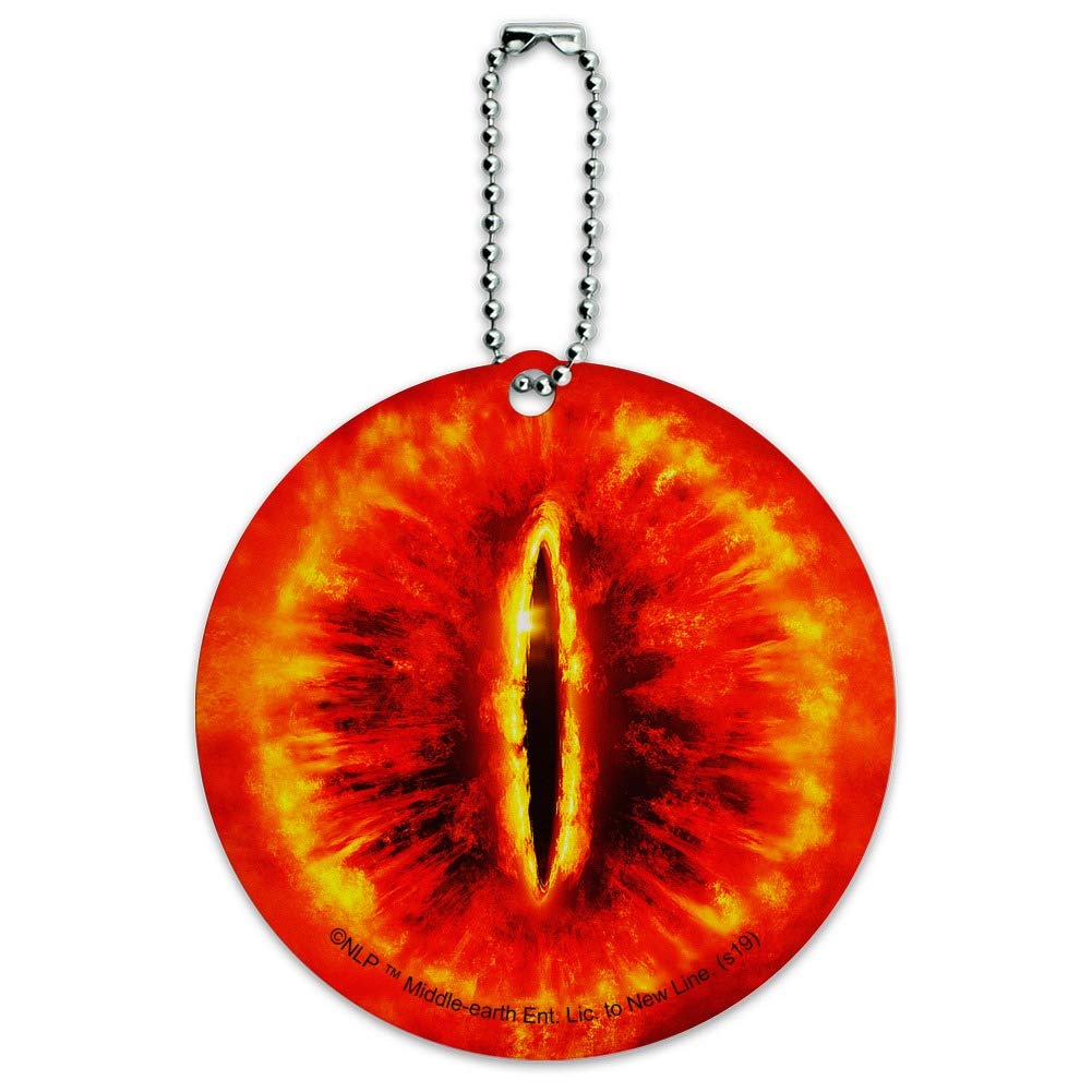 Lord of the Rings Eye of Sauron Round Luggage ID Tag - Durable Suitcase & Carry-On Baggage Identifier for Travel Accessories - Perfect for LOTR Fans, Cosplay, and Themed Vacations