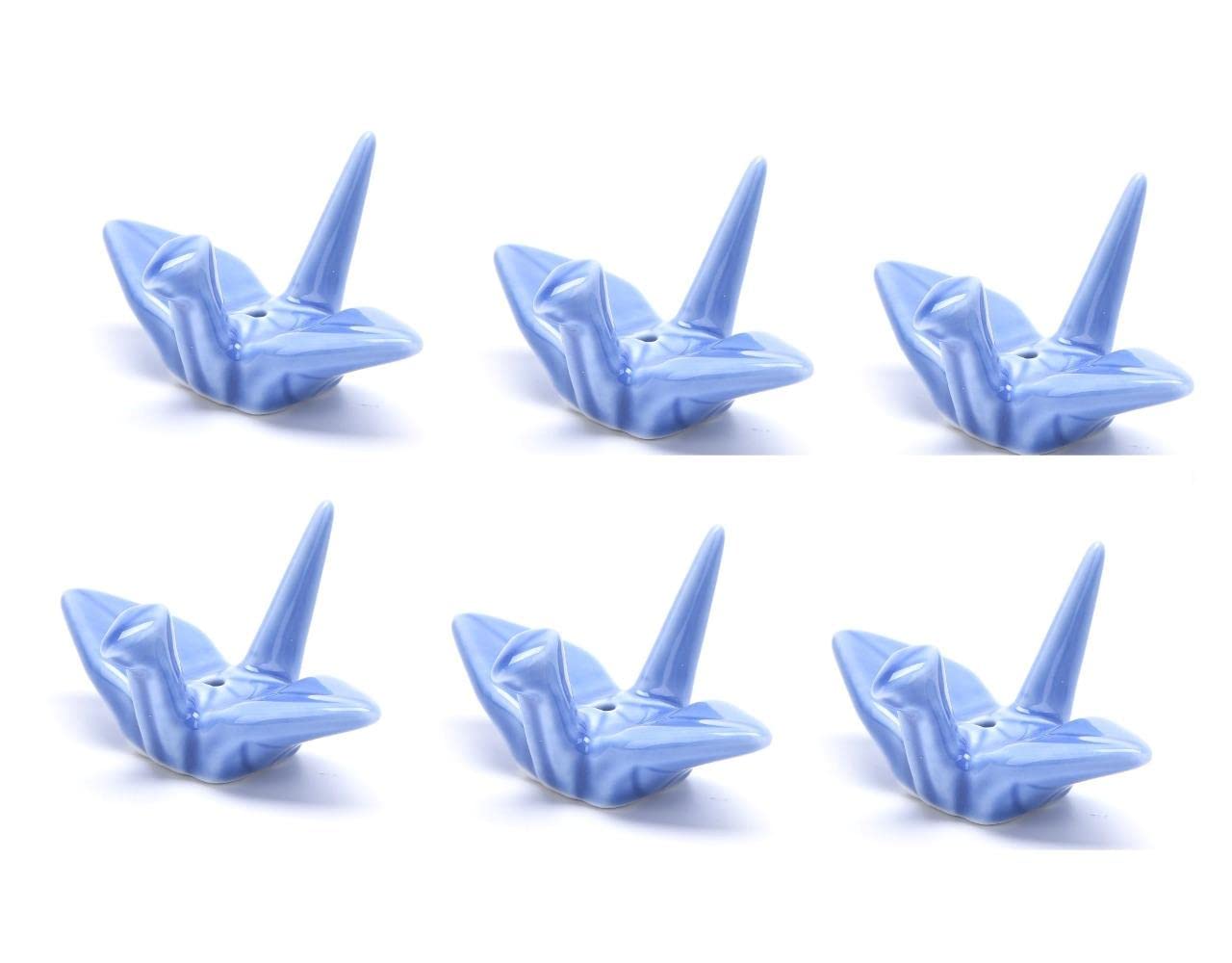 Eyomii 6-Piece Ceramic Incense Burner Set with Colorful Paper Crane Design - Incense Holder & Chopstick Rest for Home Decor, Meditation, and Japanese Tea Ceremony