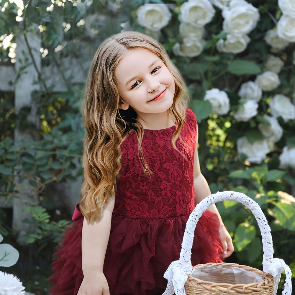 Cilucu Girls Tutu Dress - Toddler Princess Party Dress with V-Neck Bow & Tulle Skirt for Birthday, Flower Girl, Pageant, Vintage Theme (Perfect for Weddings, Photo Shoots & Special Occasions)