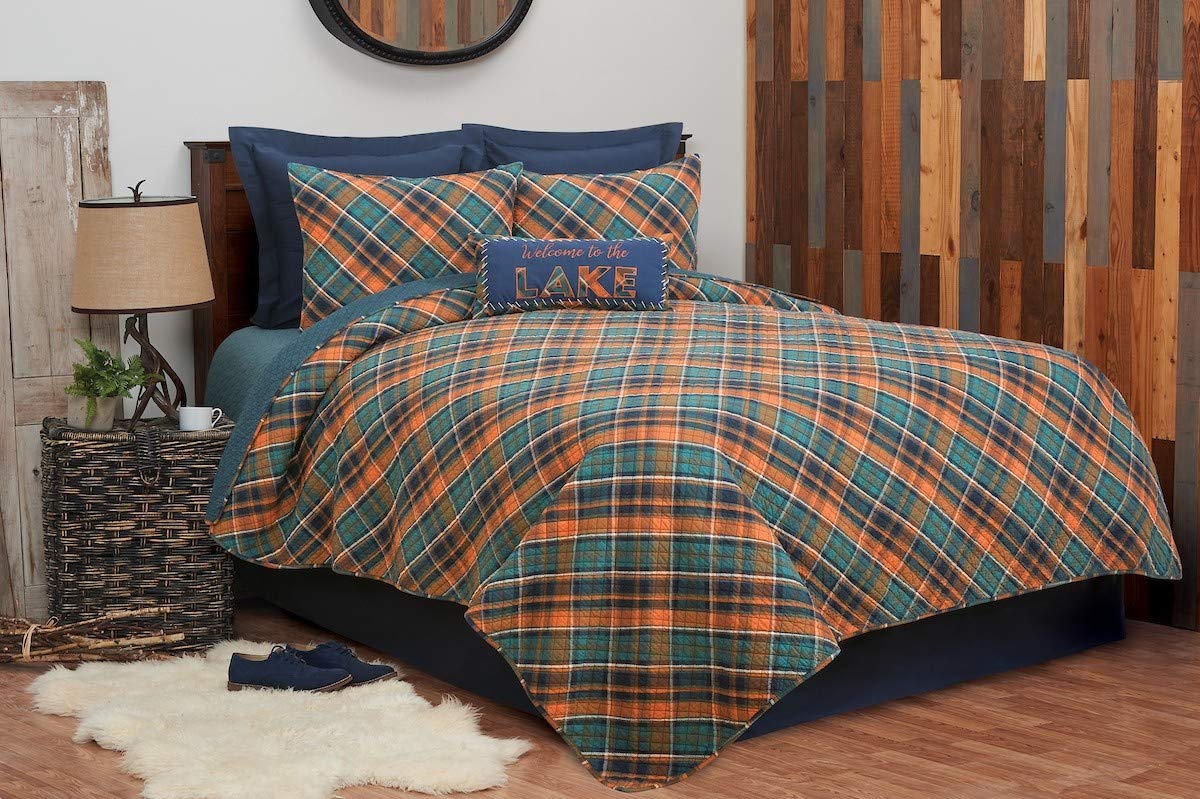 Troy Plaid 3-Piece Quilt Set - Full/Queen Size Bedding - Soft & Cozy Comforter with Matching Pillow Shams - Perfect for Winter Warmth and Farmhouse Bedroom Decor