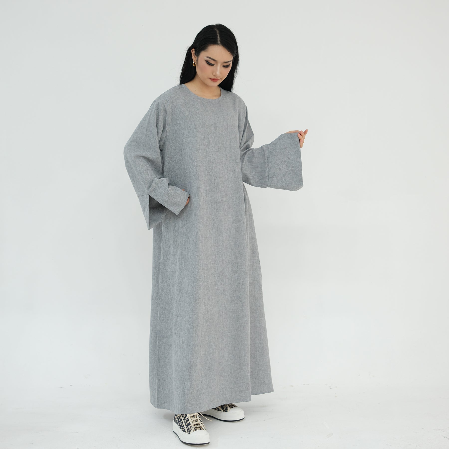 Stylish Heather Gray Everyday Abaya - Modest Islamic Dress for Women - Perfect for Prayer, Work & Casual Wear