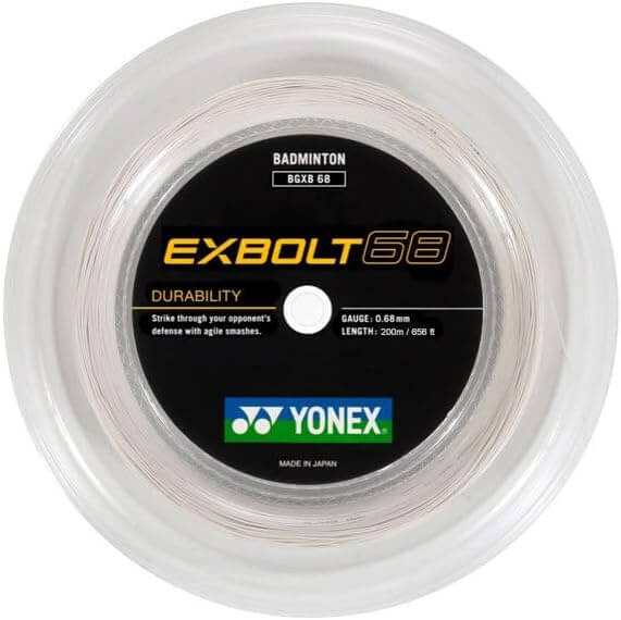 Yonex Exbolt 68 Badminton String [200m Reel] - High Performance Badminton Racket String for Professional Players - Perfect for Tournament Play & Training Sessions